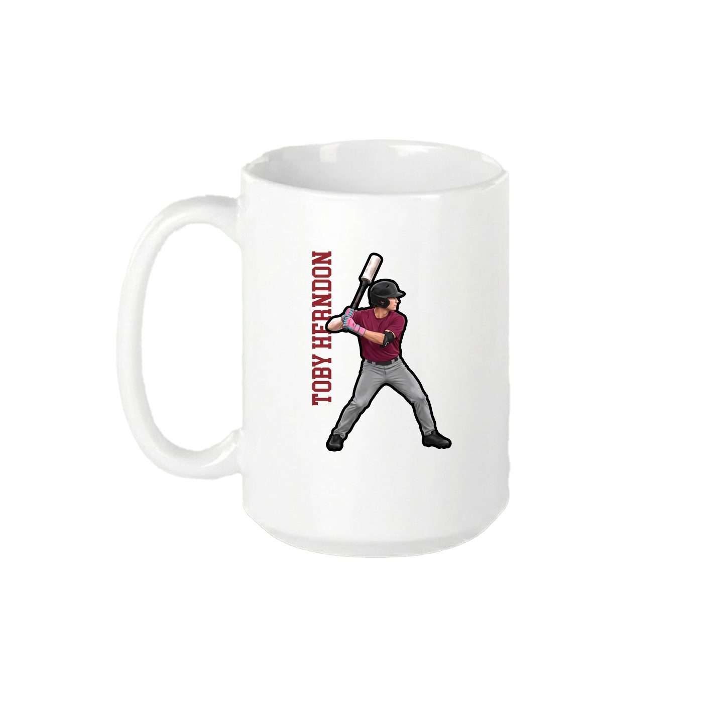 15oz Coffee Mug — Name Vertical in White