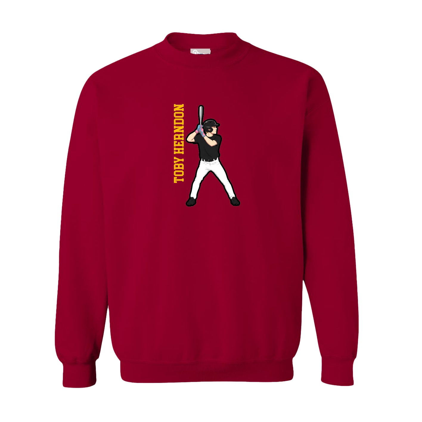 Fleece Crew — Name Vertical in Cardinal