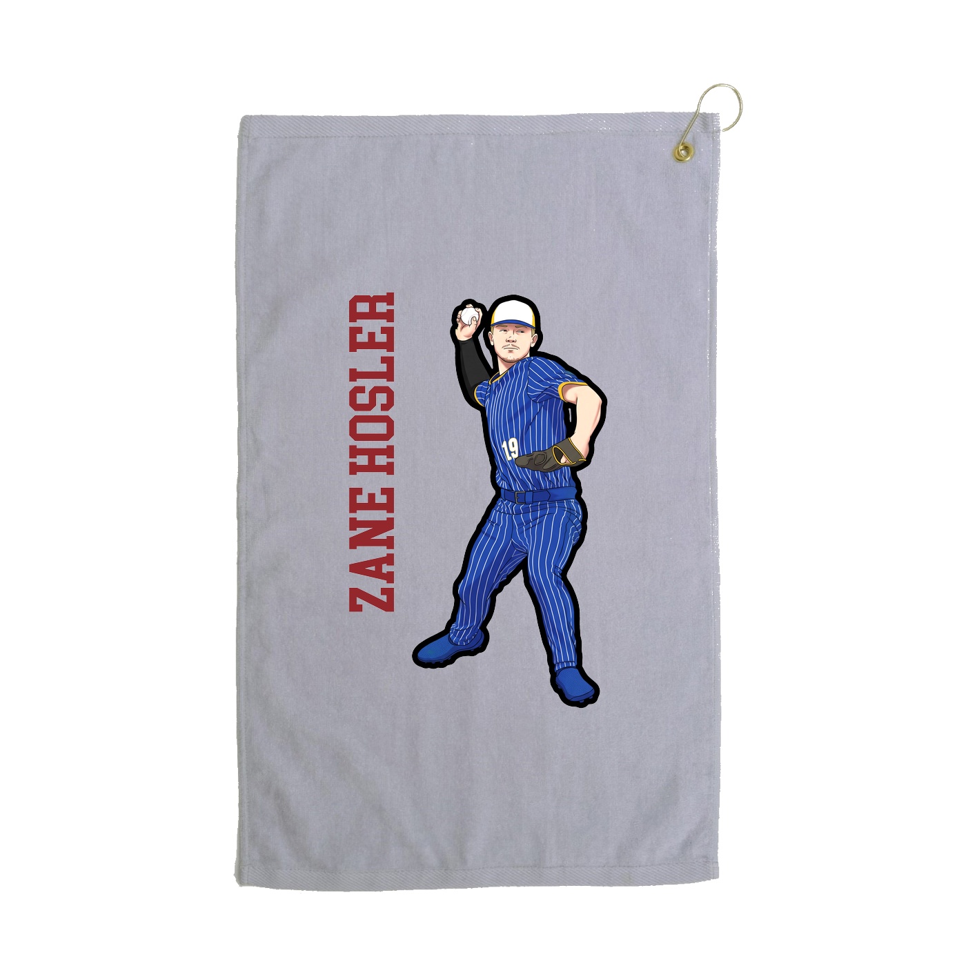 Golf Towel — Name Vertical in Grey