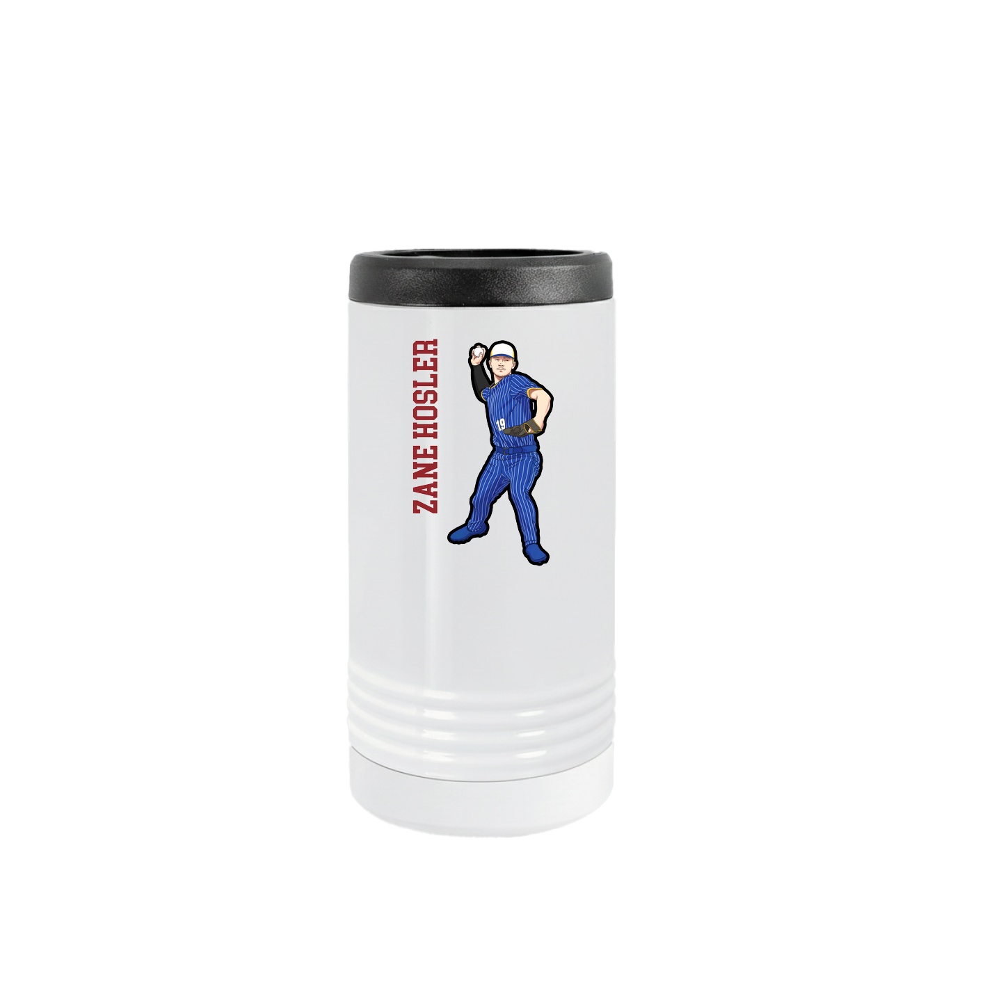 Slim Beverage Holder — Name Vertical in White