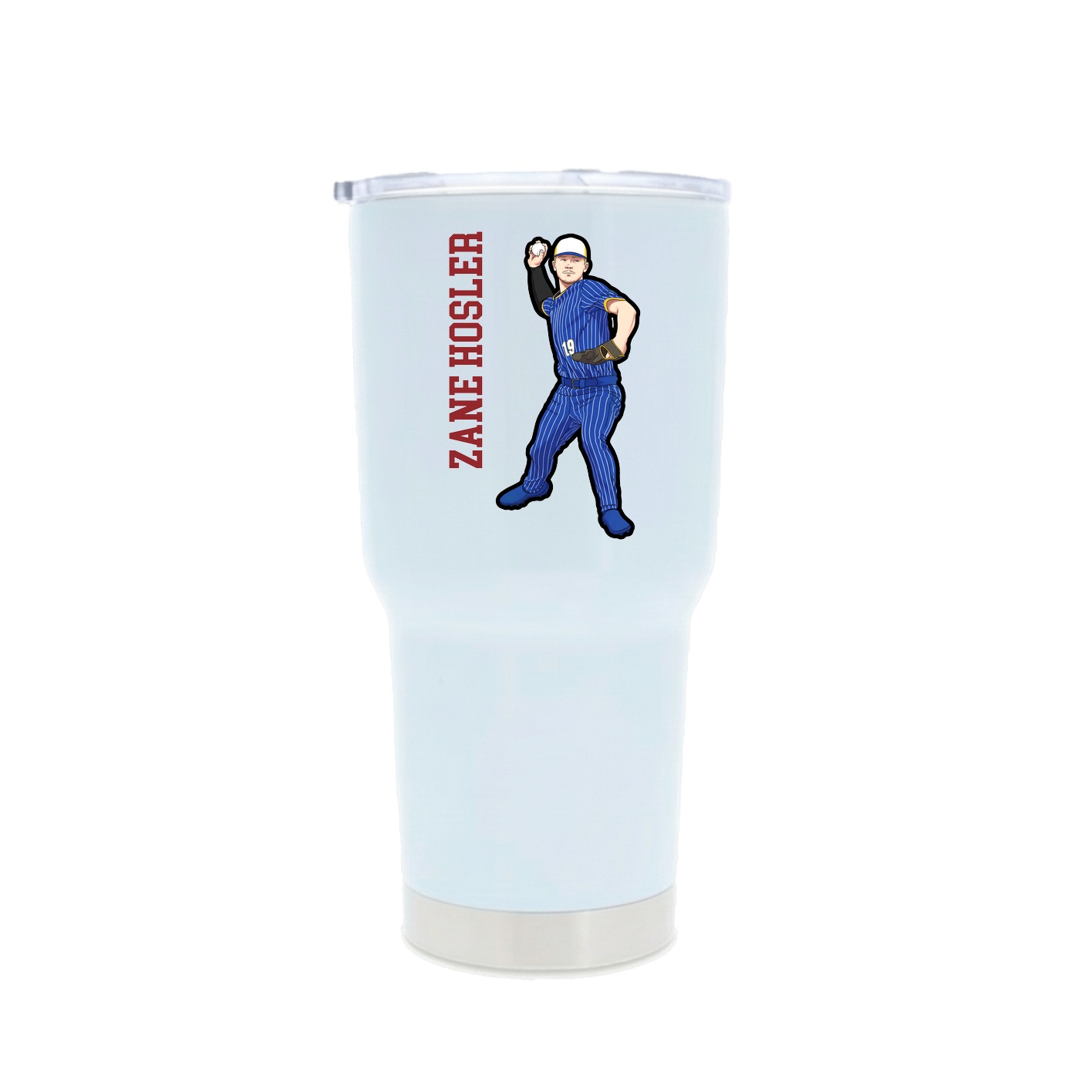 30oz Stainless Steel Tumbler — Name Vertical in White