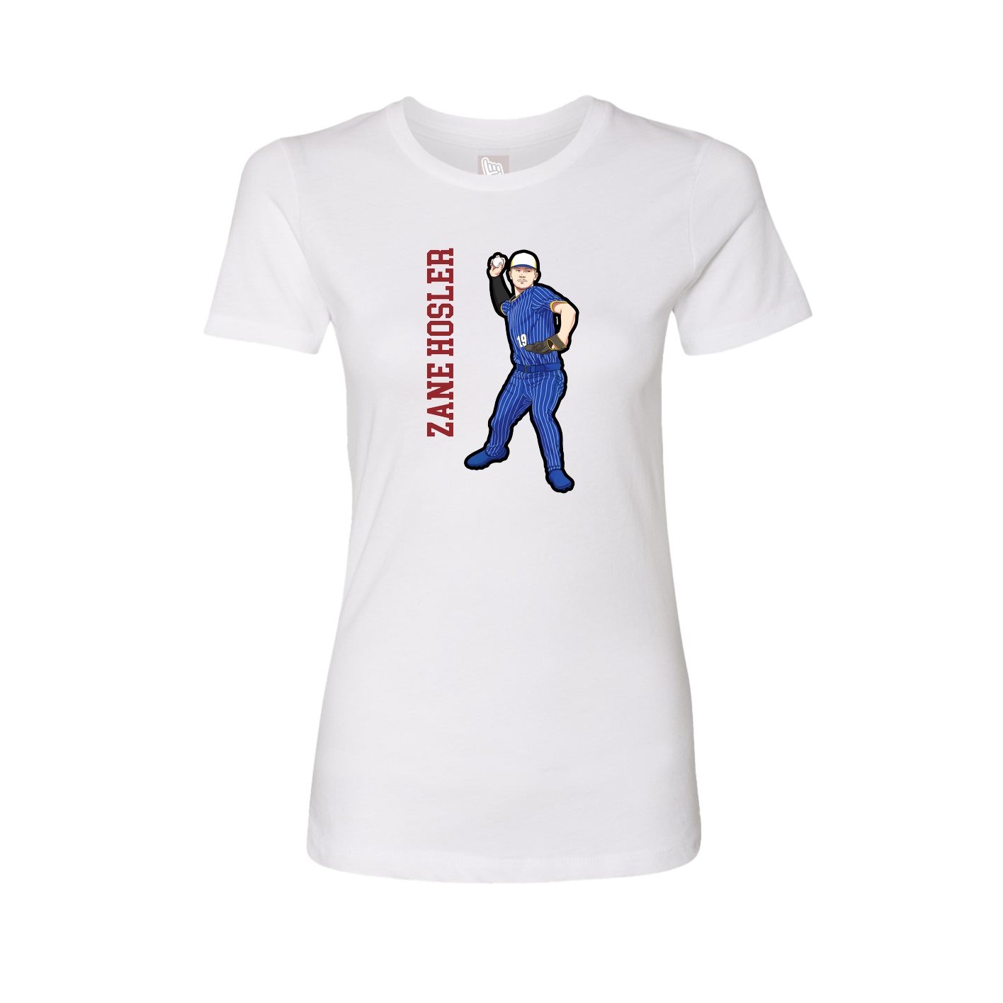 Fitted Women's Tee — Name Vertical in White