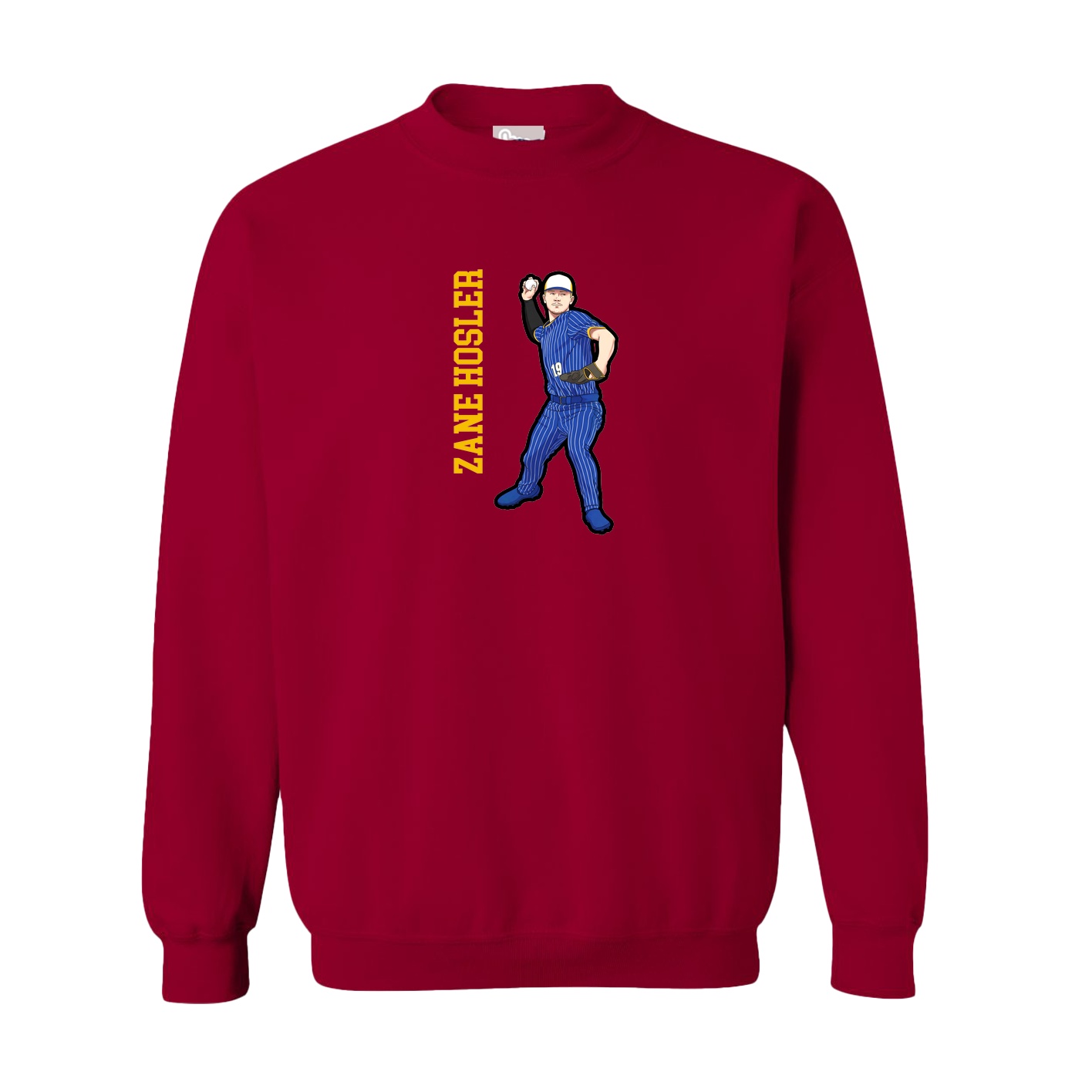 Fleece Crew — Name Vertical in Cardinal