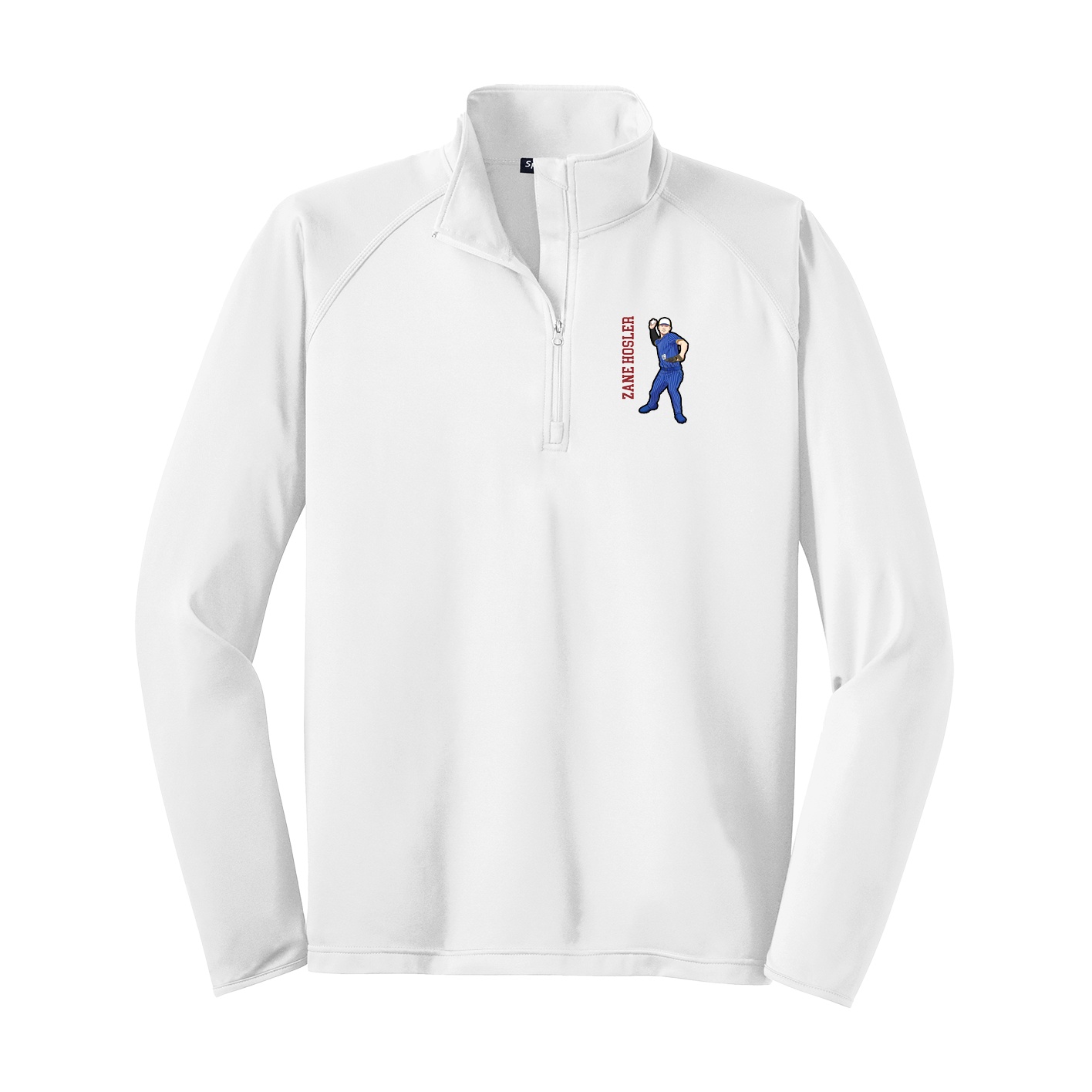 Q-Zip Pullover — Name Vertical in White