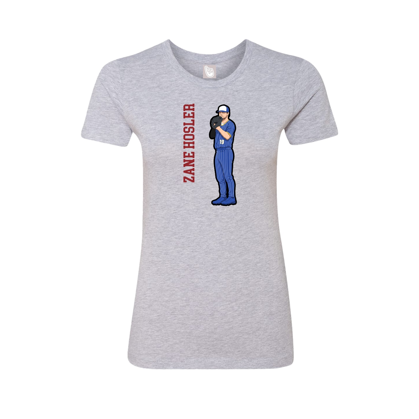 Fitted Women's Tee — Name Vertical in Grey