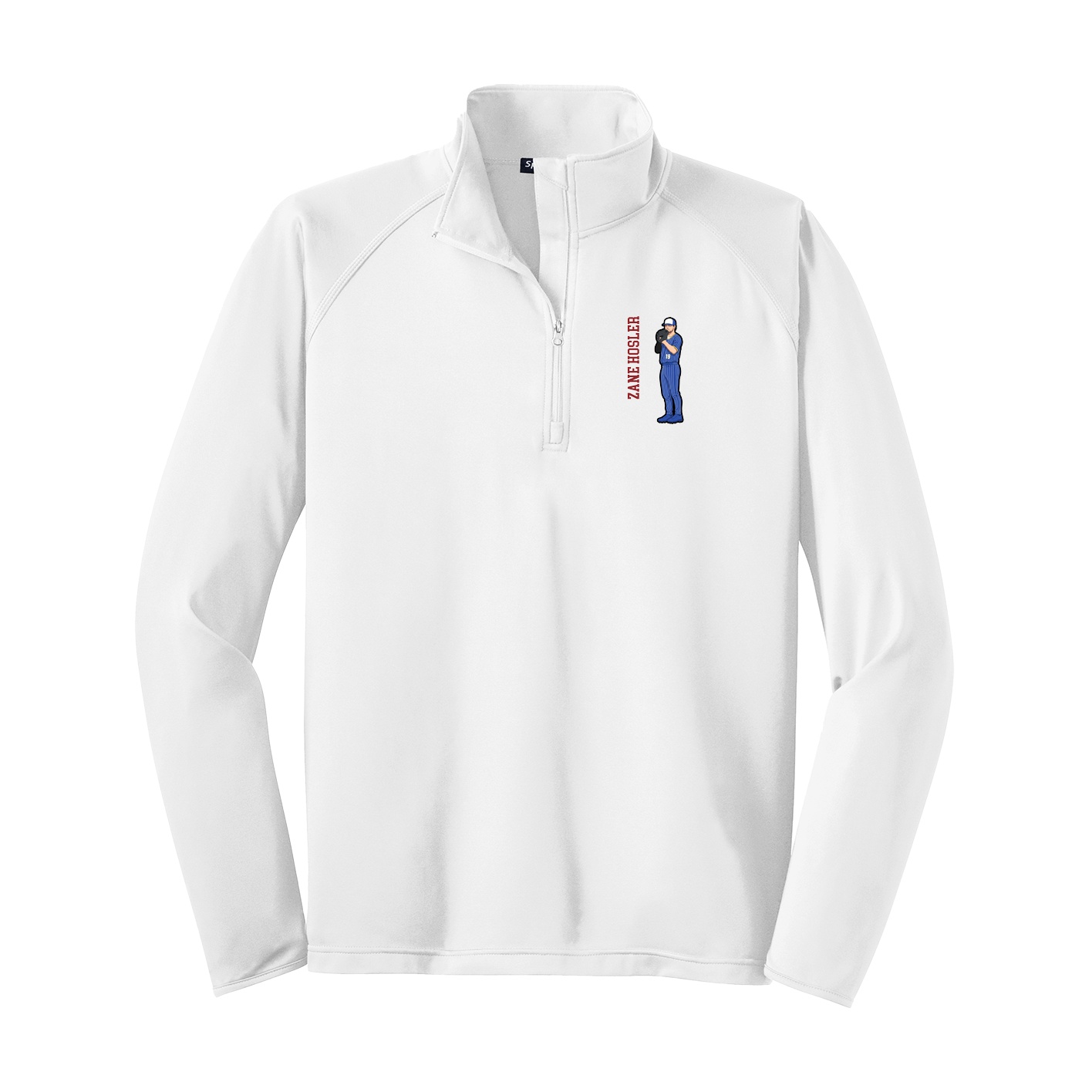 Q-Zip Pullover — Name Vertical in White