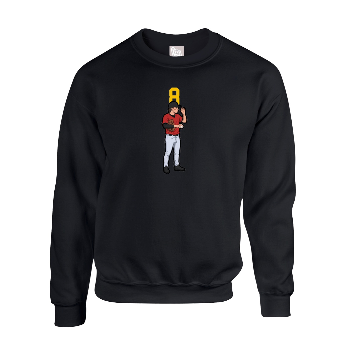 Fleece Crew — Number Top in Black