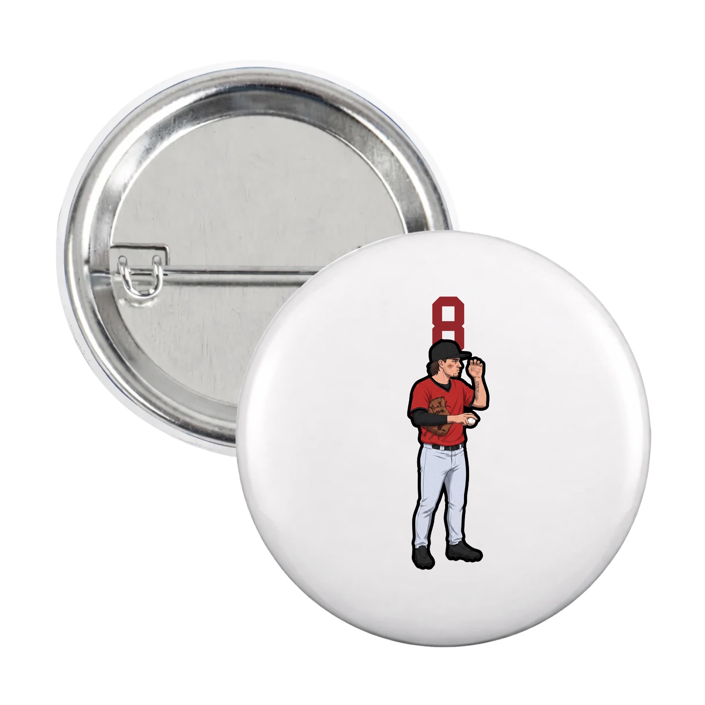 Game Day Button — Number Top in White