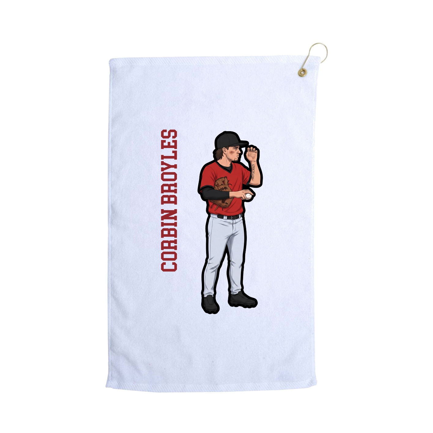 Golf Towel — Name Vertical in White
