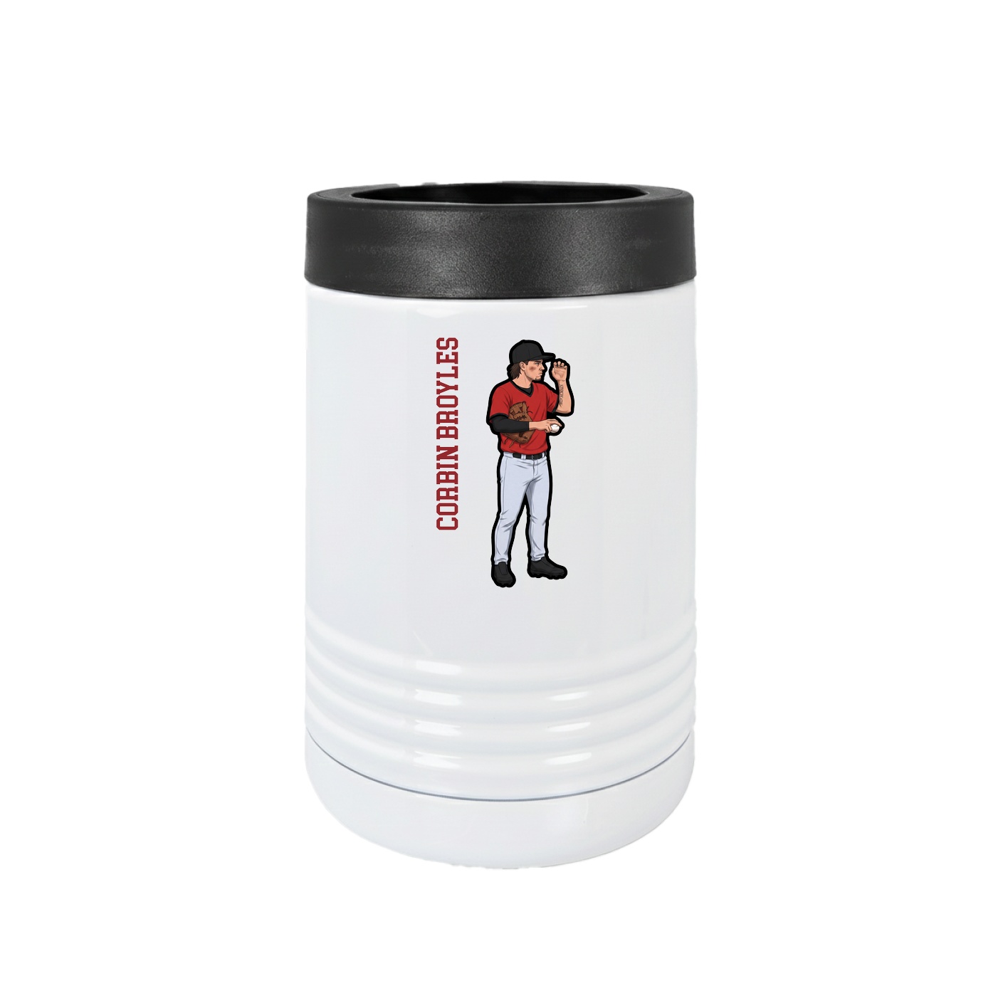 Beverage Holder — Name Vertical in White