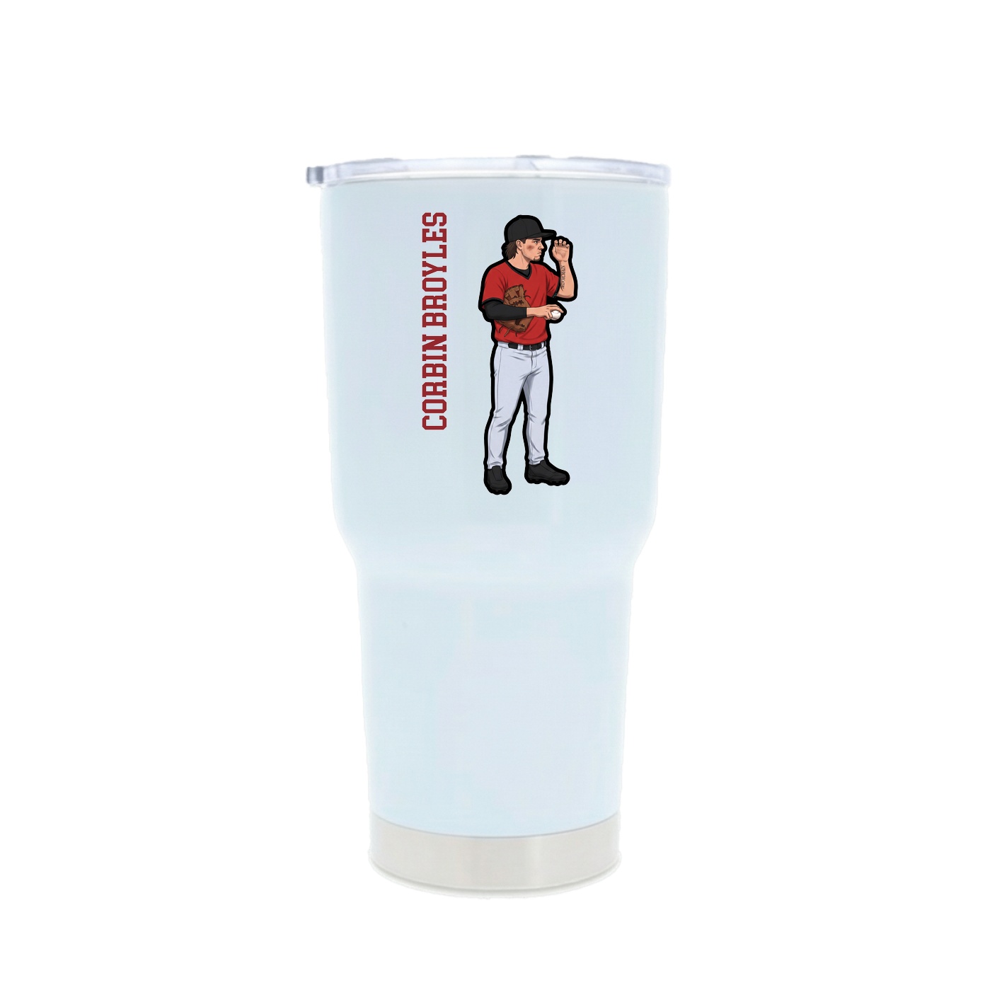 30oz Stainless Steel Tumbler — Name Vertical in White