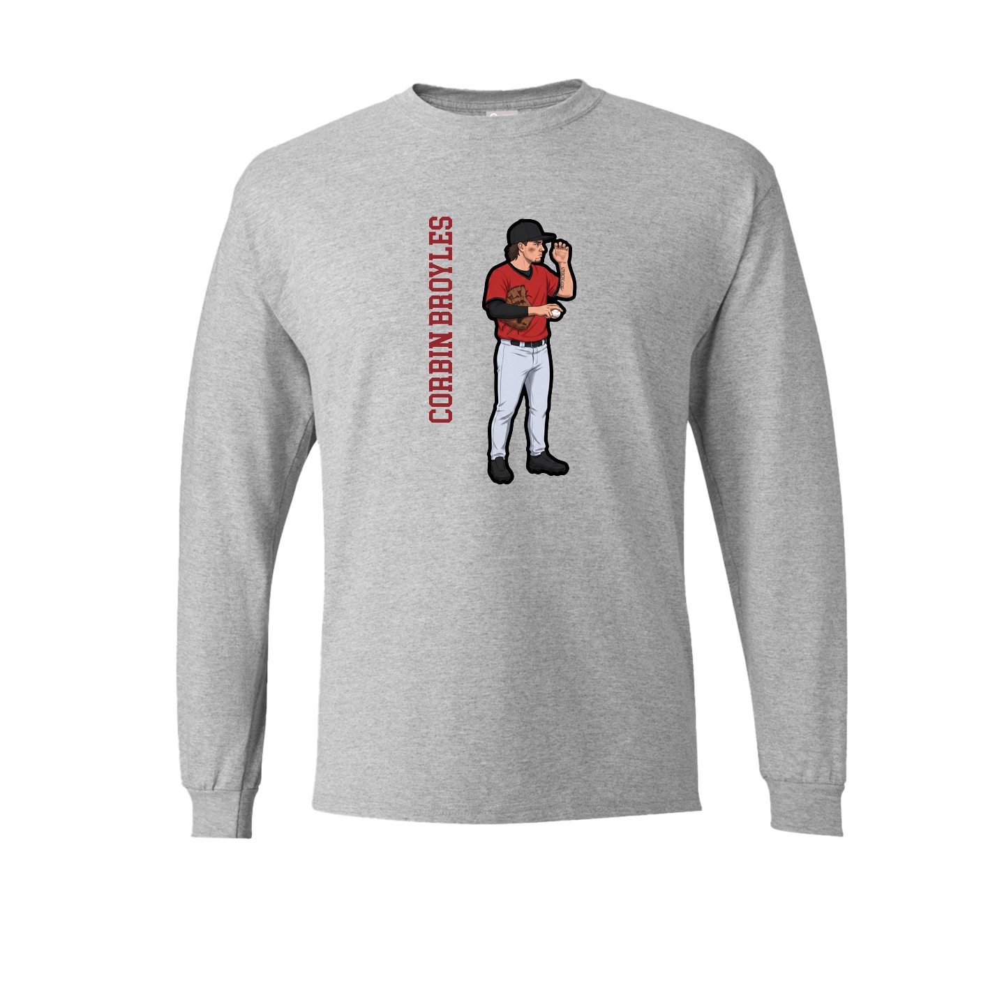 Long Sleeve Tee — Name Vertical in Grey