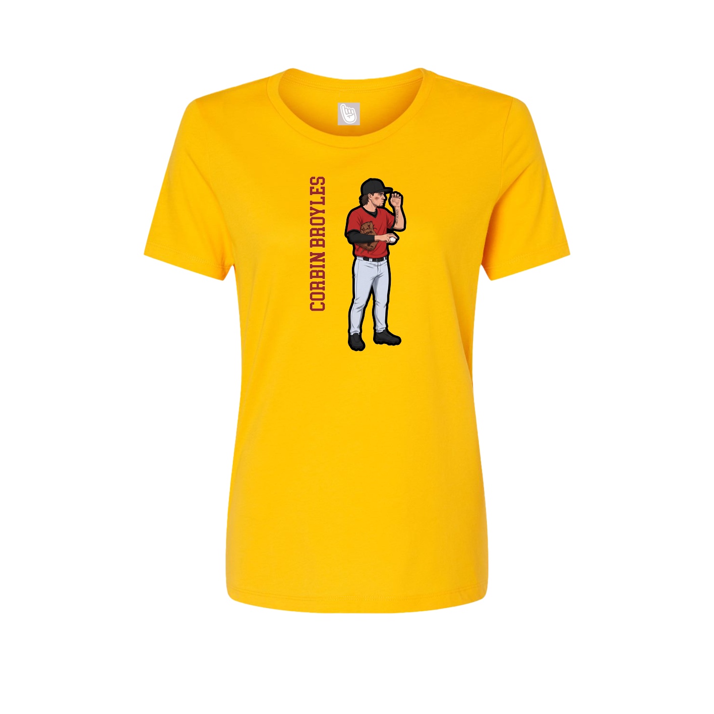 Fitted Women's Tee — Name Vertical in Gold