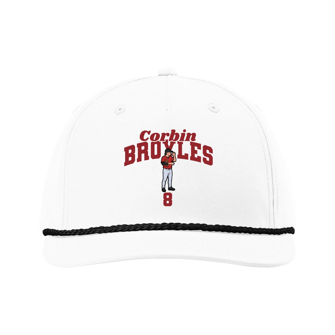 Five-Panel Classic Rope Cap — Signature Arch in White