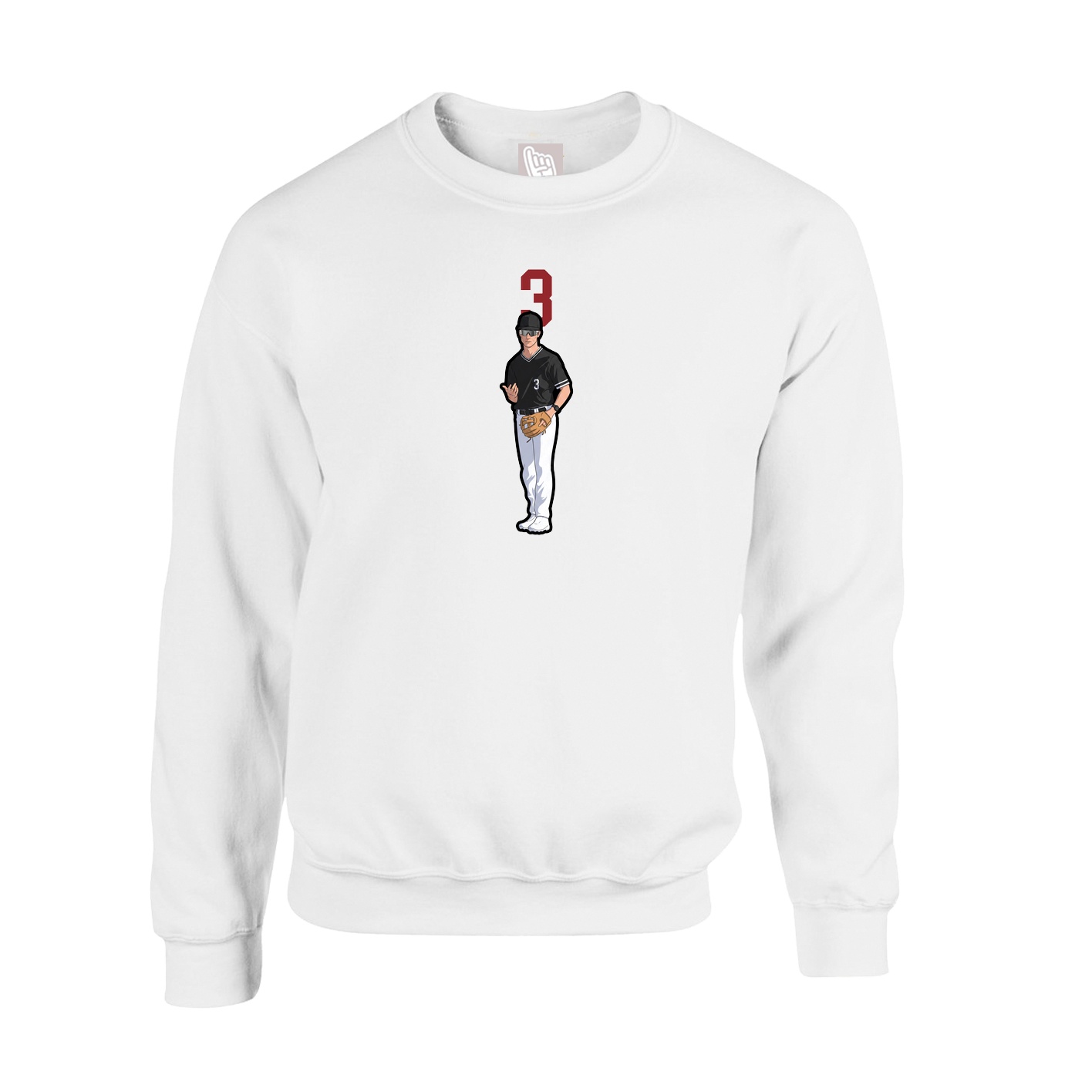 Fleece Crew — Number Top in White