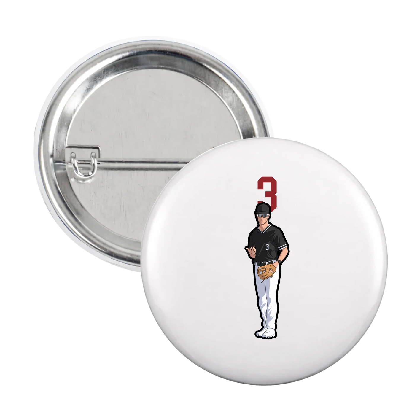 Game Day Button — Number Top in White