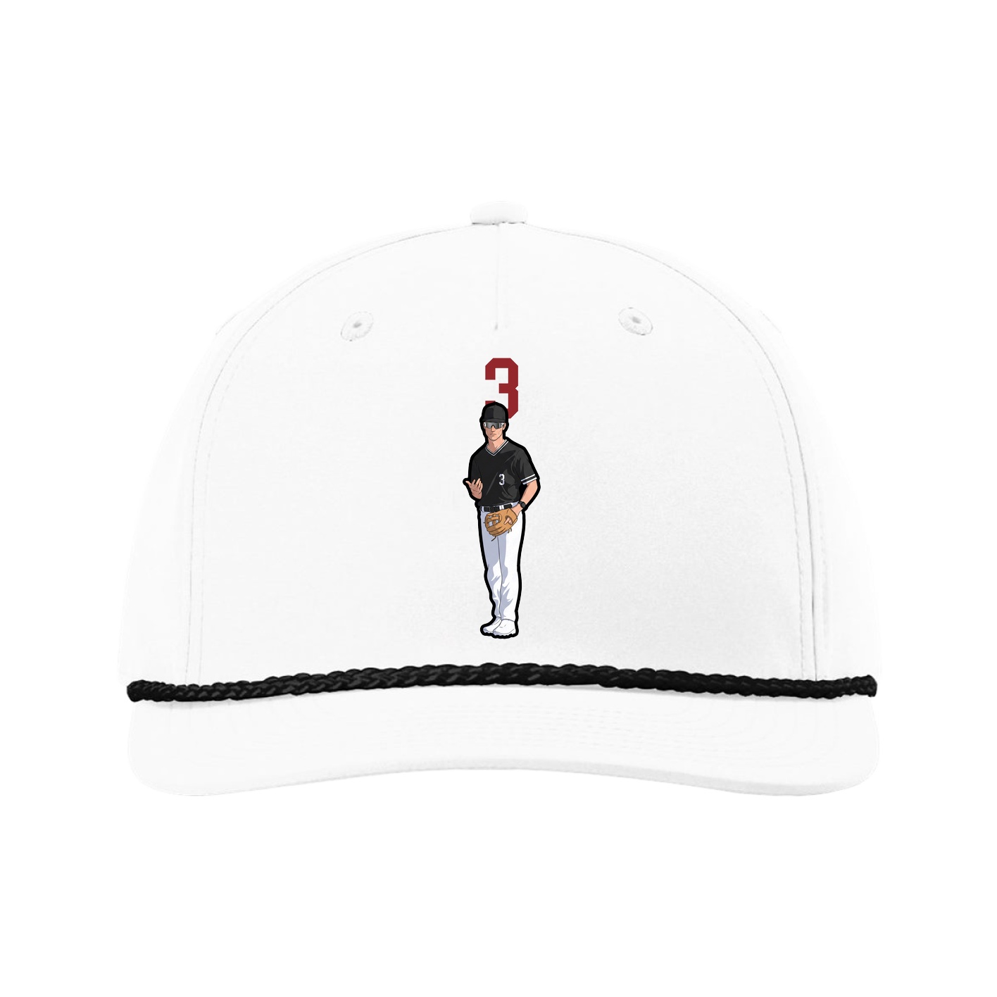 Five-Panel Classic Rope Cap — Number Top in White