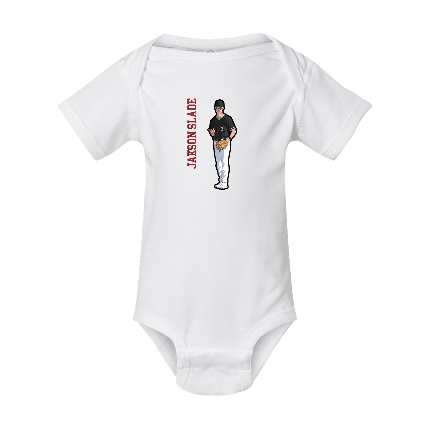 Baby Onesie — Name Vertical in White