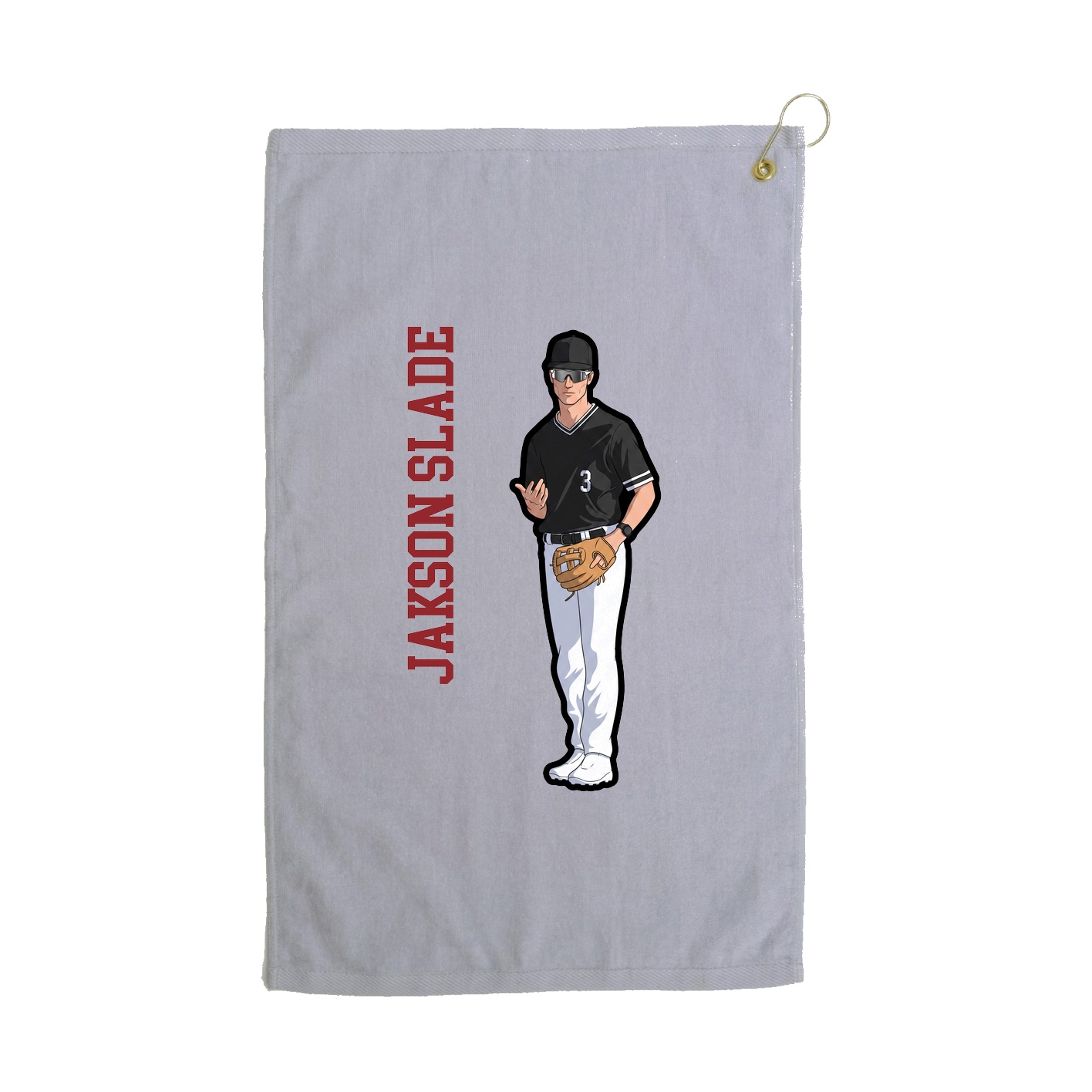 Golf Towel — Name Vertical in Grey