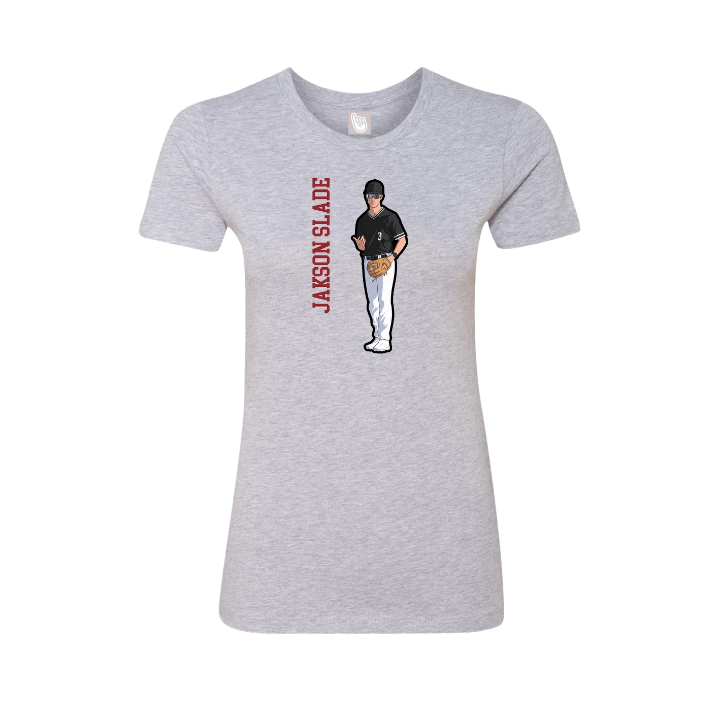 Fitted Women's Tee — Name Vertical in Grey