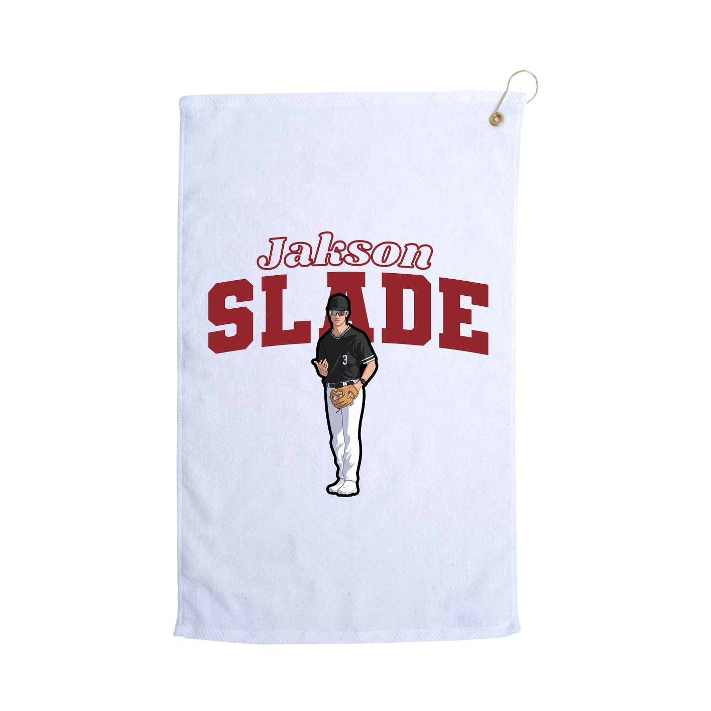 Golf Towel — Name Arch in White