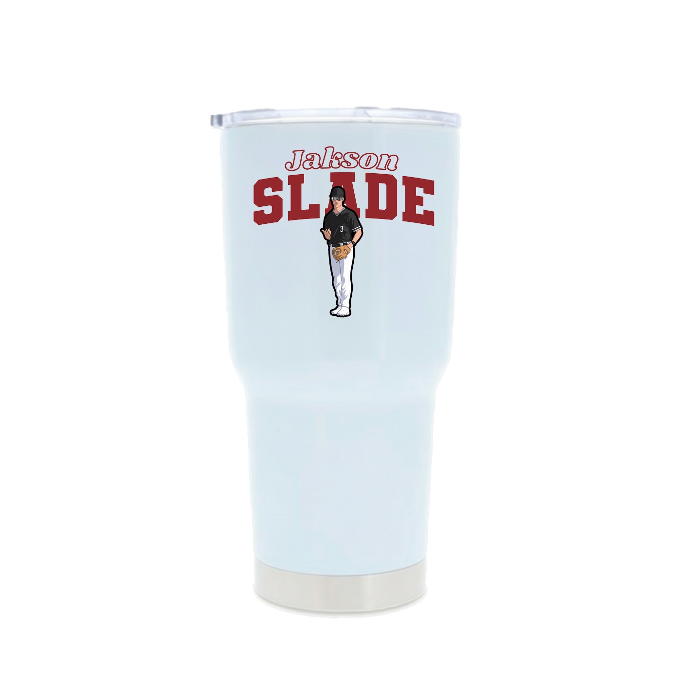30oz Stainless Steel Tumbler — Name Arch in White