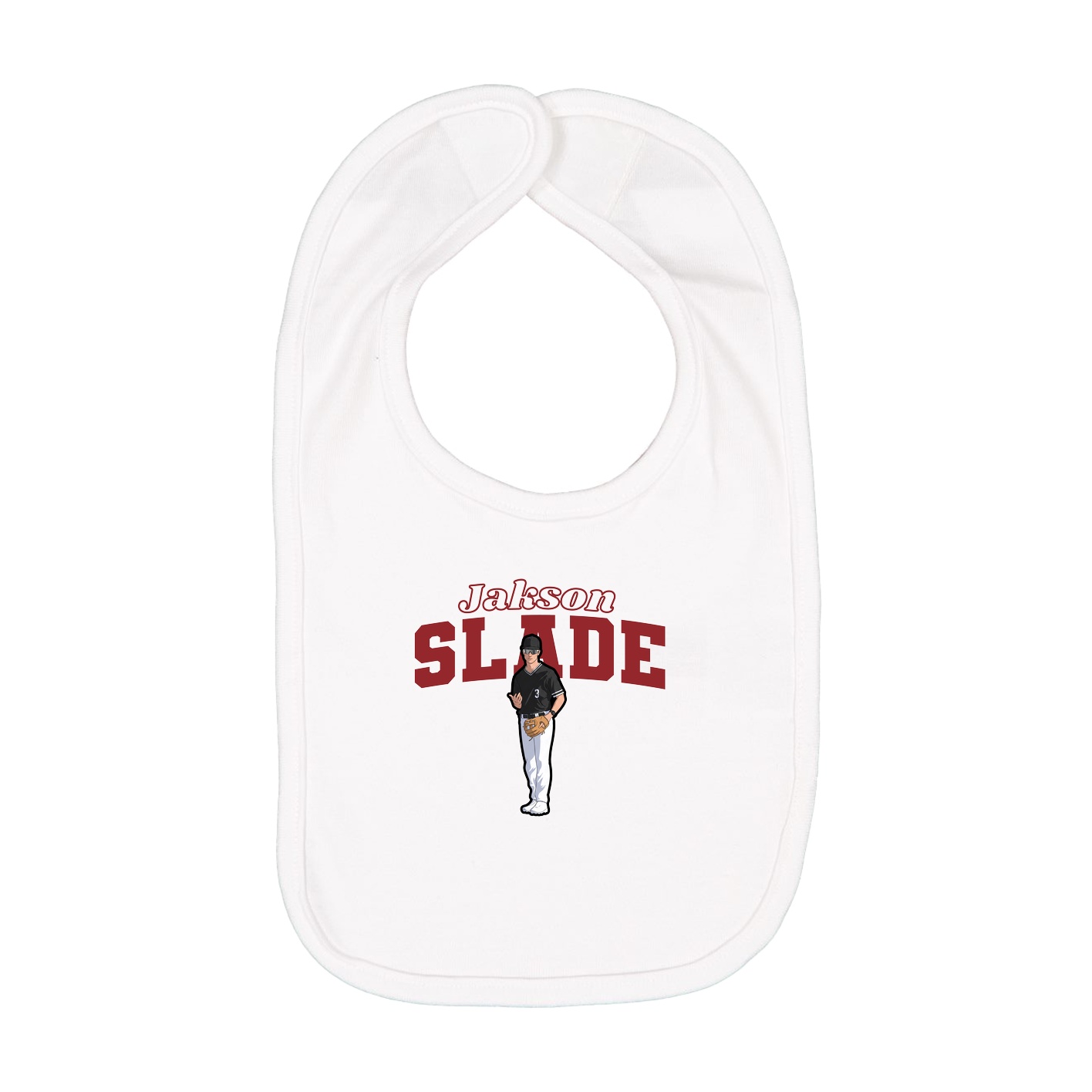 Infant Bib — Name Arch in White