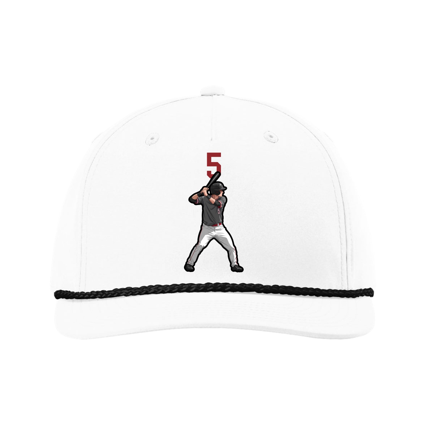 Five-Panel Classic Rope Cap — Number Top in White