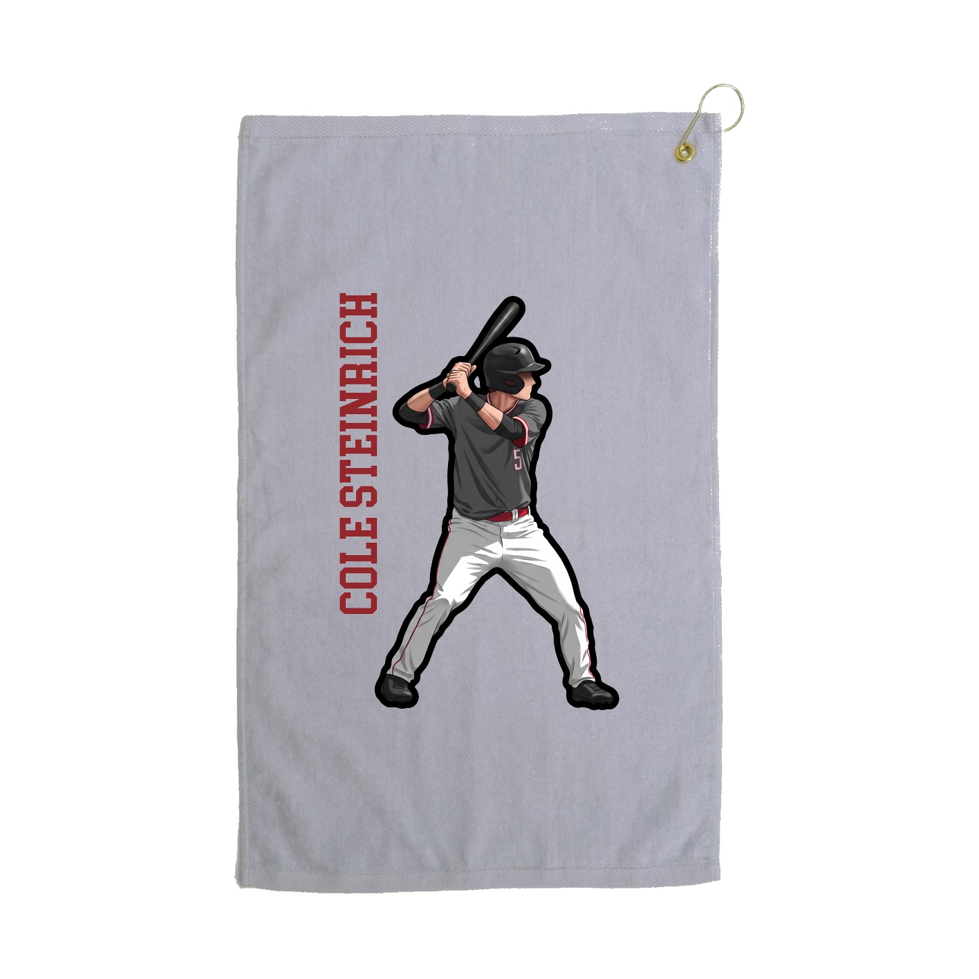 Golf Towel — Name Vertical in Grey