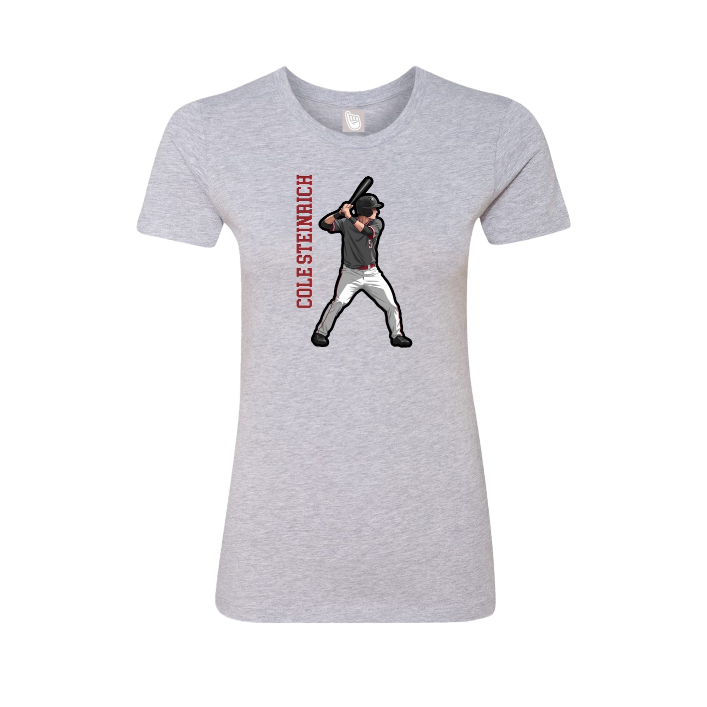 Fitted Women's Tee — Name Vertical in Grey