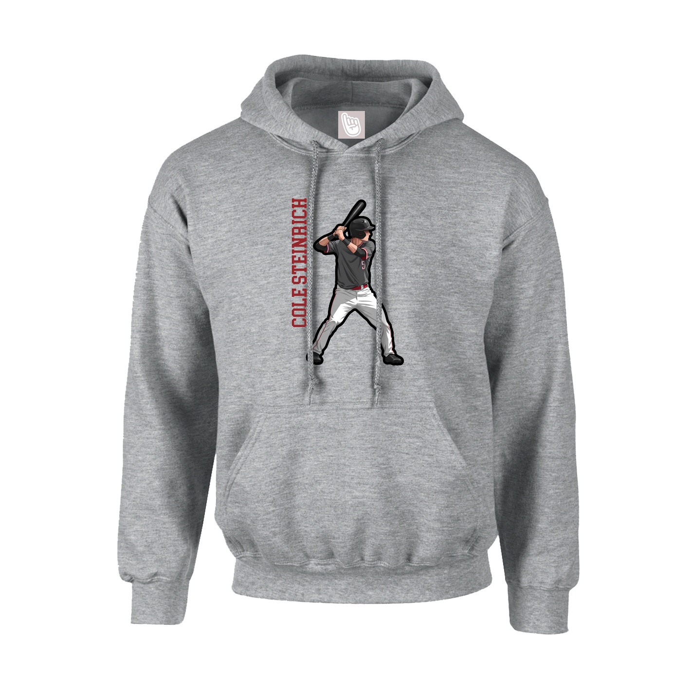 Hoodie — Name Vertical in Grey