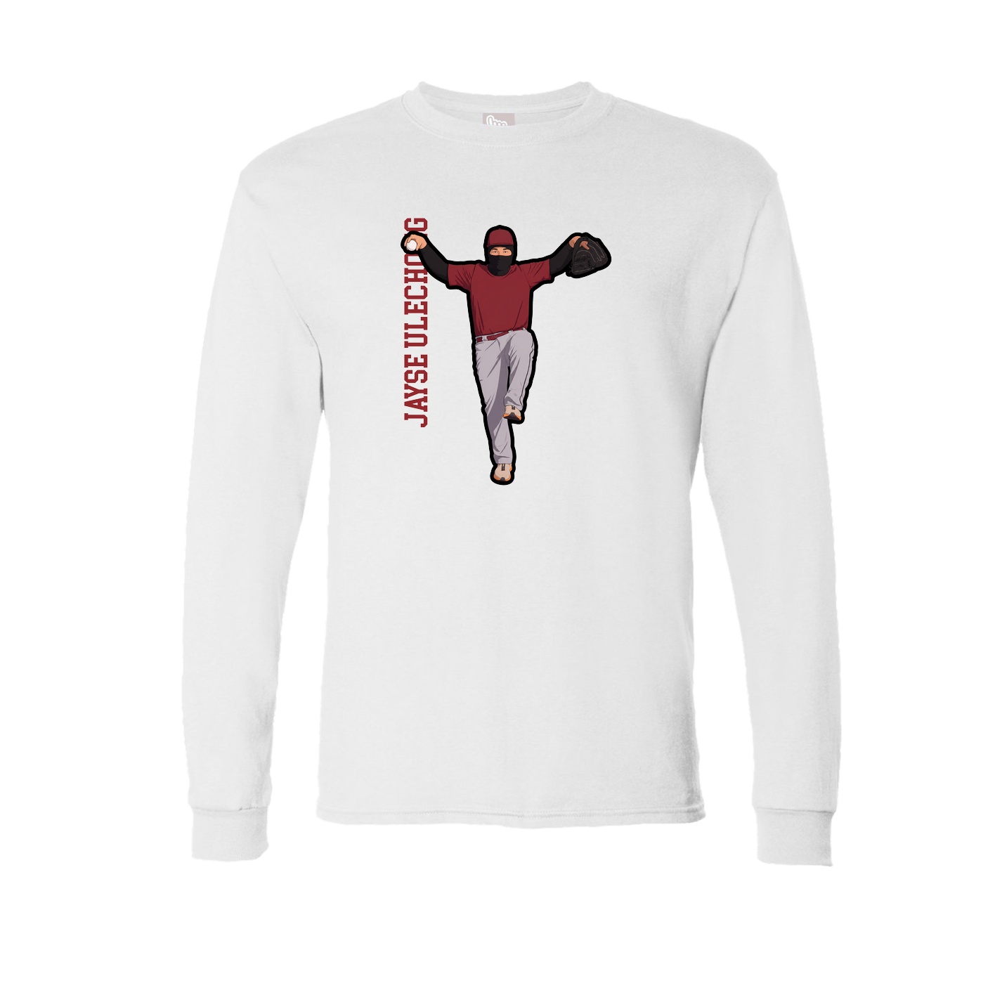 Long Sleeve Tee — Name Vertical in White