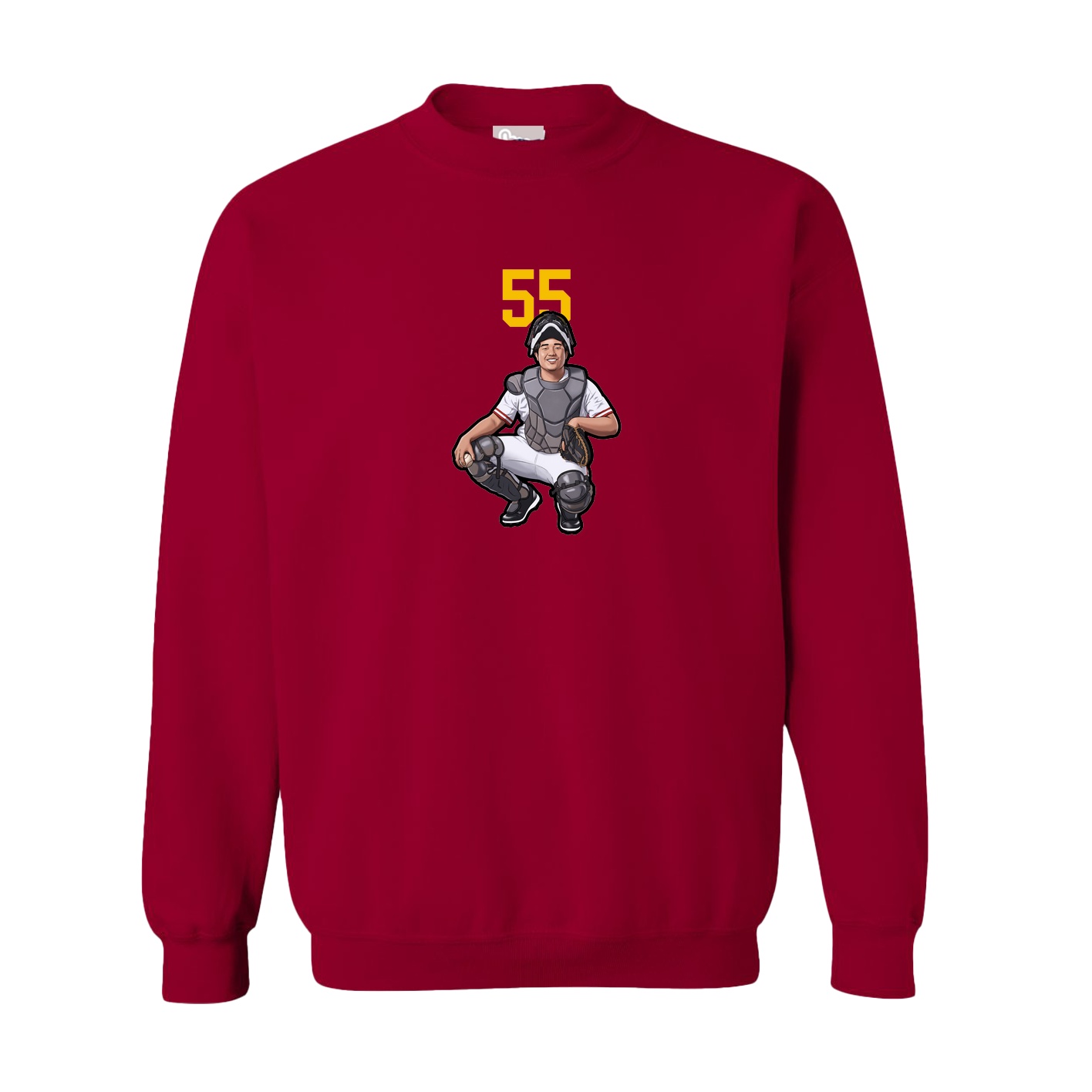 Fleece Crew — Number Top in Cardinal