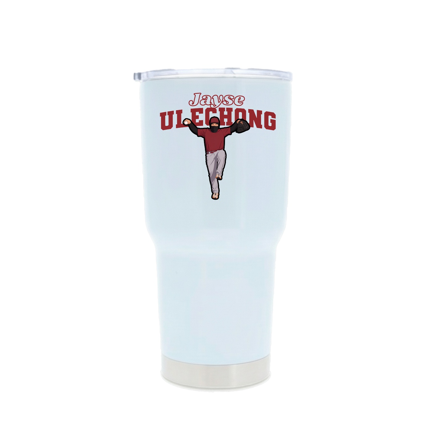 30oz Stainless Steel Tumbler — Name Arch in White
