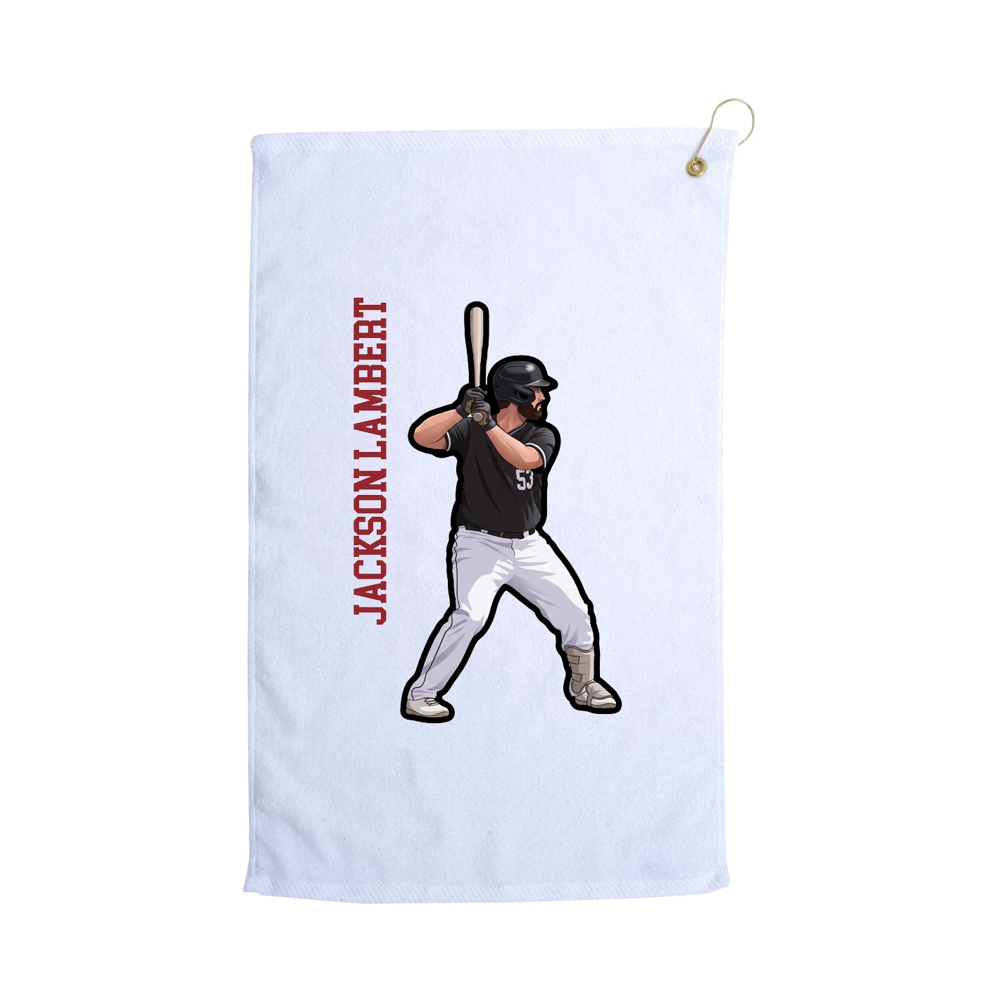 Golf Towel — Name Vertical in White