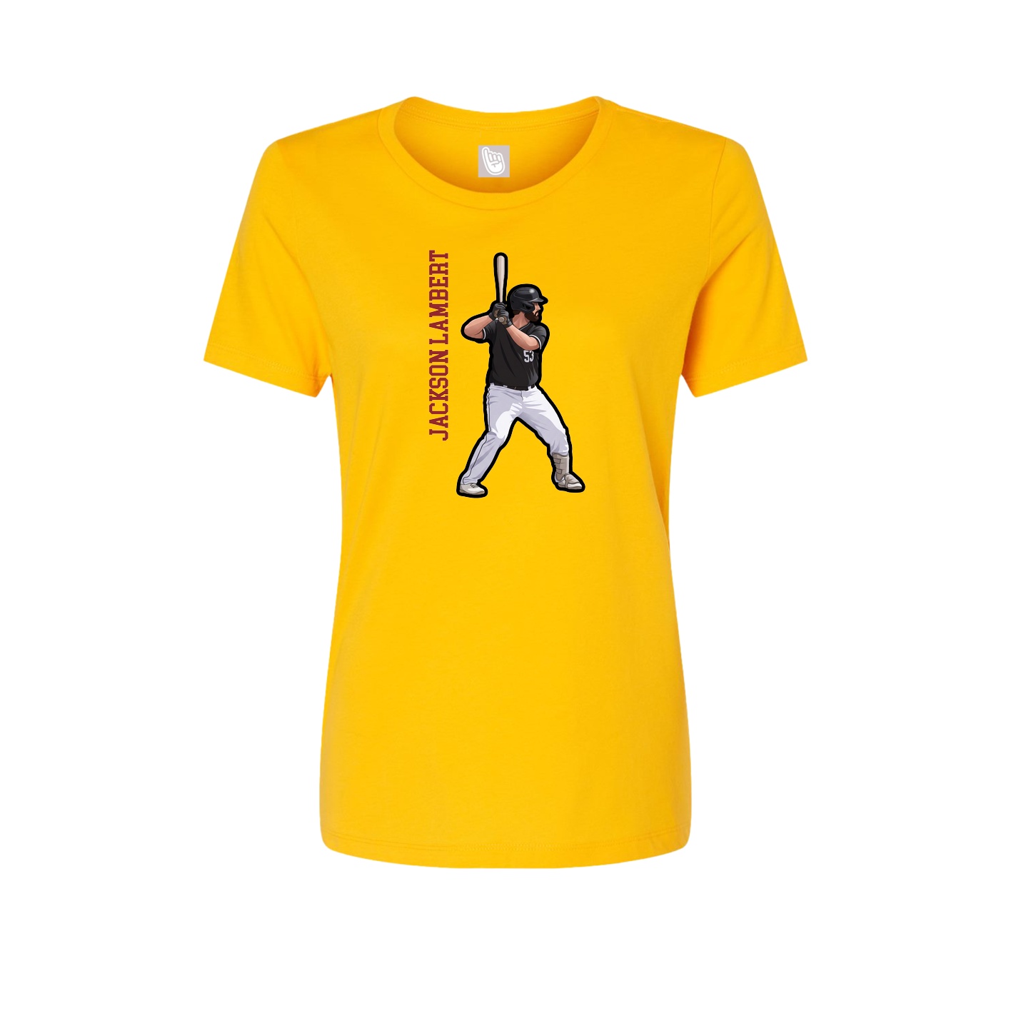 Fitted Women's Tee — Name Vertical in Gold