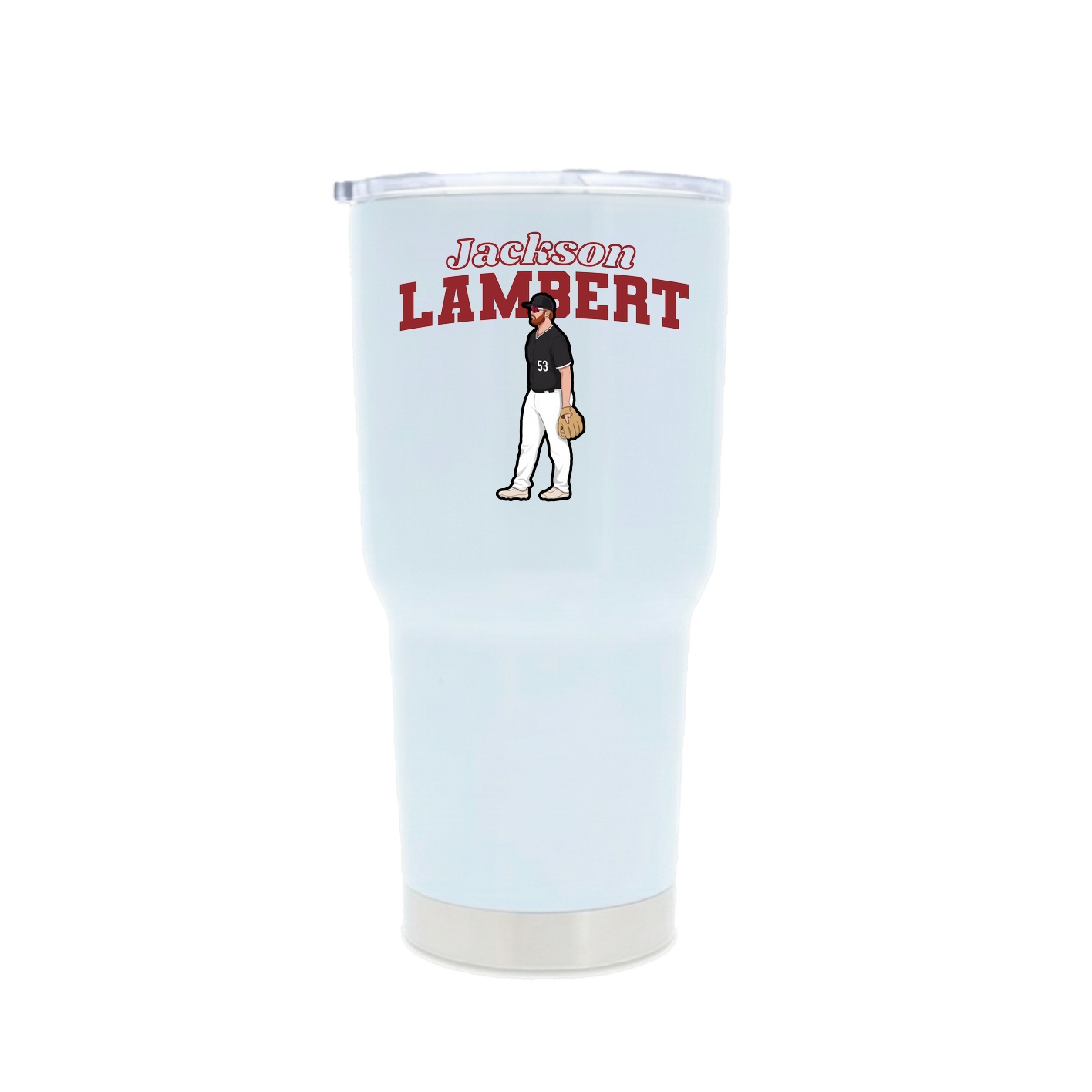 30oz Stainless Steel Tumbler — Name Arch in White
