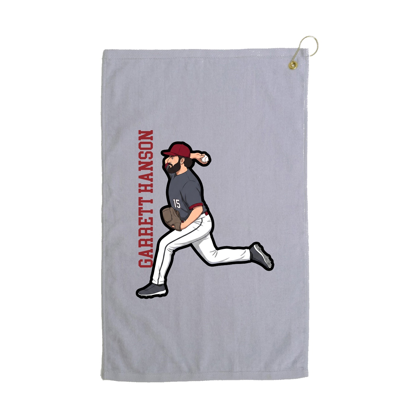 Golf Towel — Name Vertical in Grey