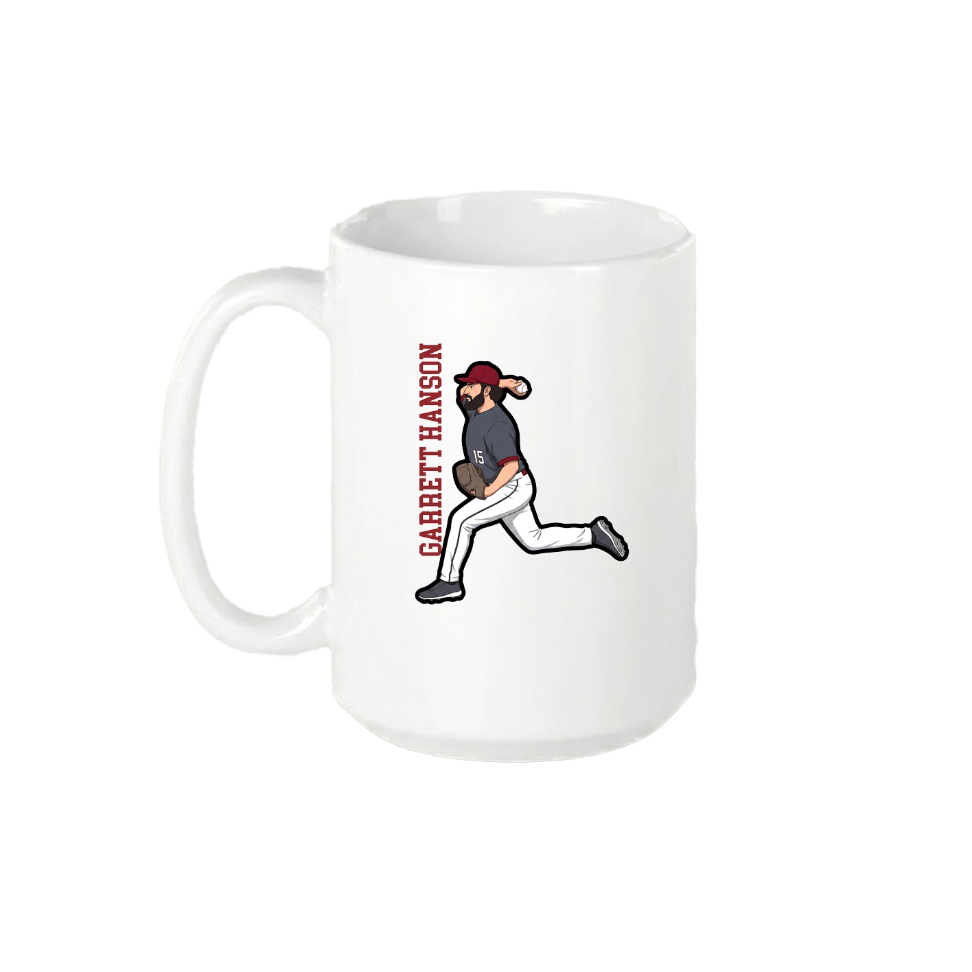 15oz Coffee Mug — Name Vertical in White