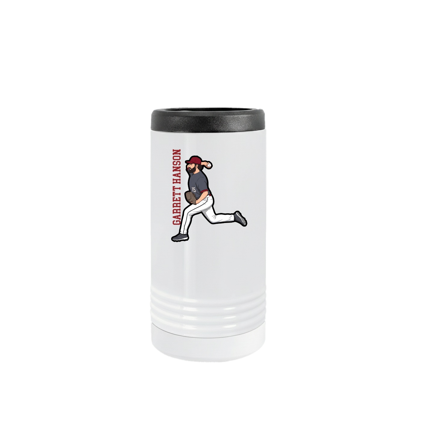 Slim Beverage Holder — Name Vertical in White