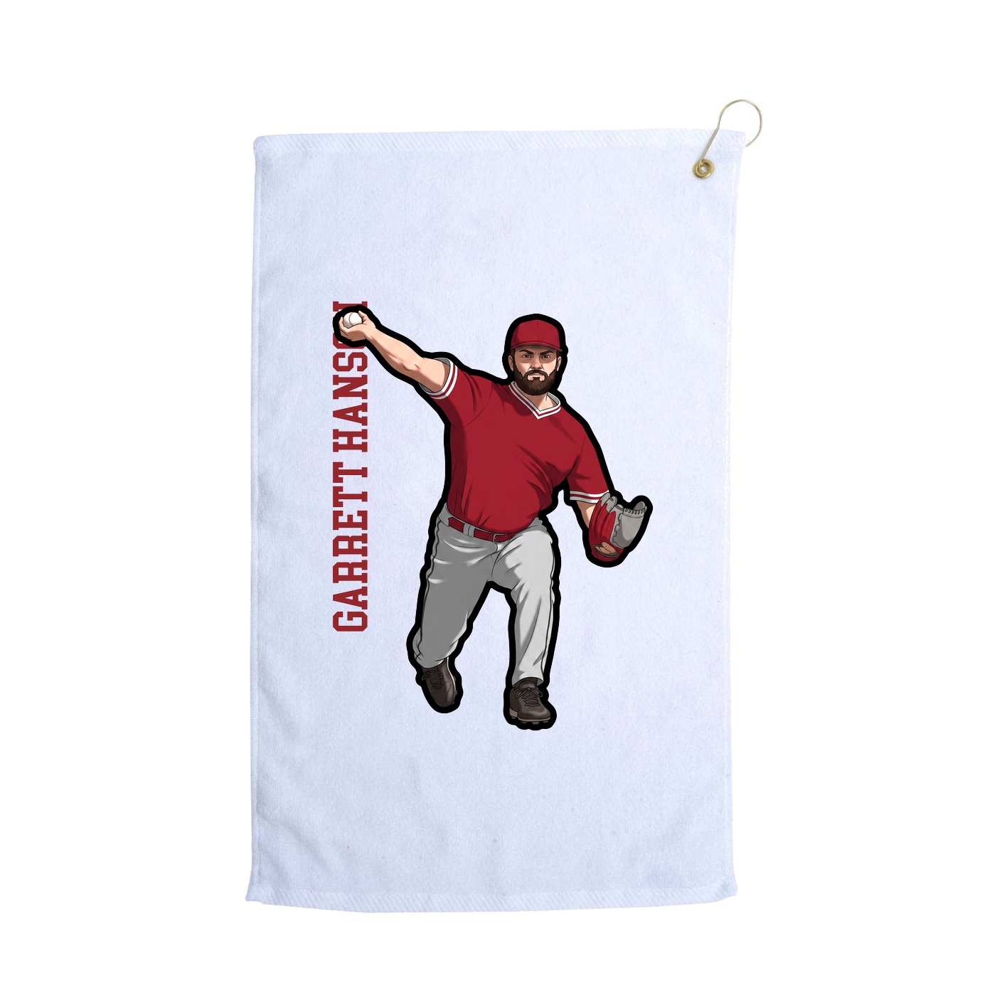 Golf Towel — Name Vertical in White