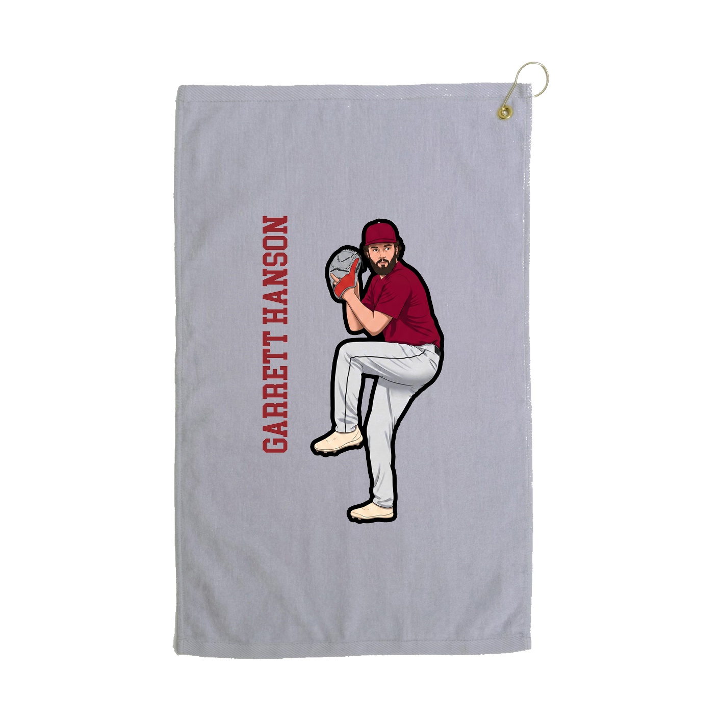 Golf Towel — Name Vertical in Grey