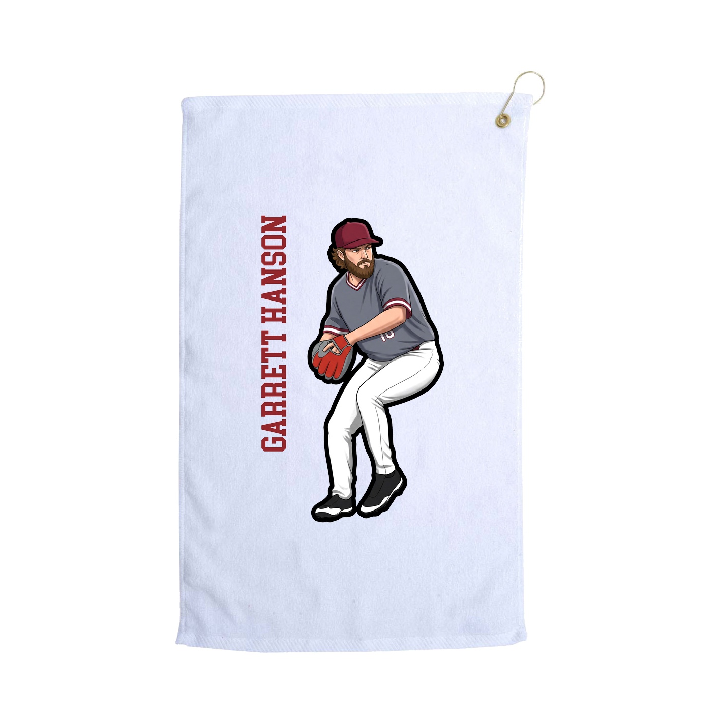 Golf Towel — Name Vertical in White