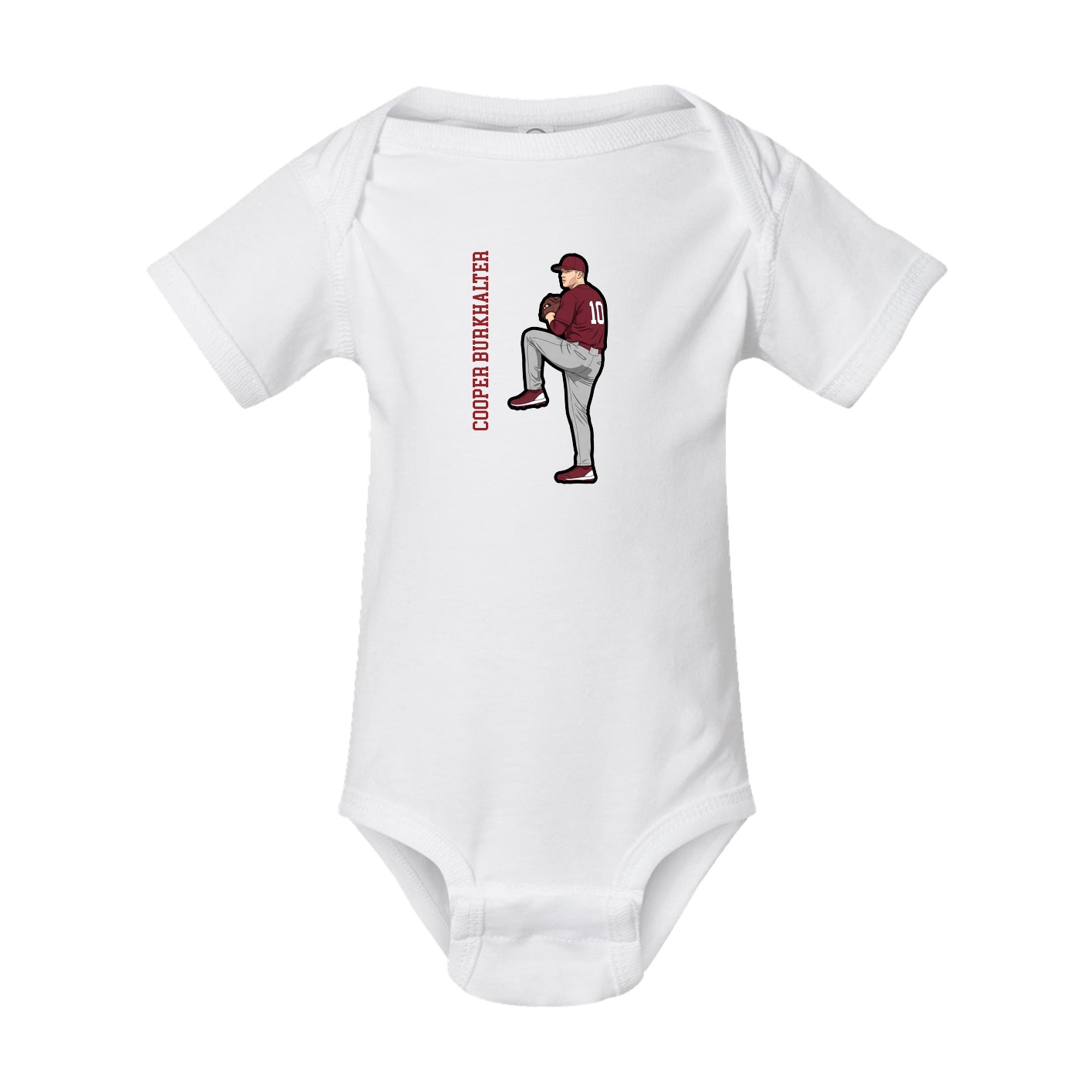 Baby Onesie — Name Vertical in White
