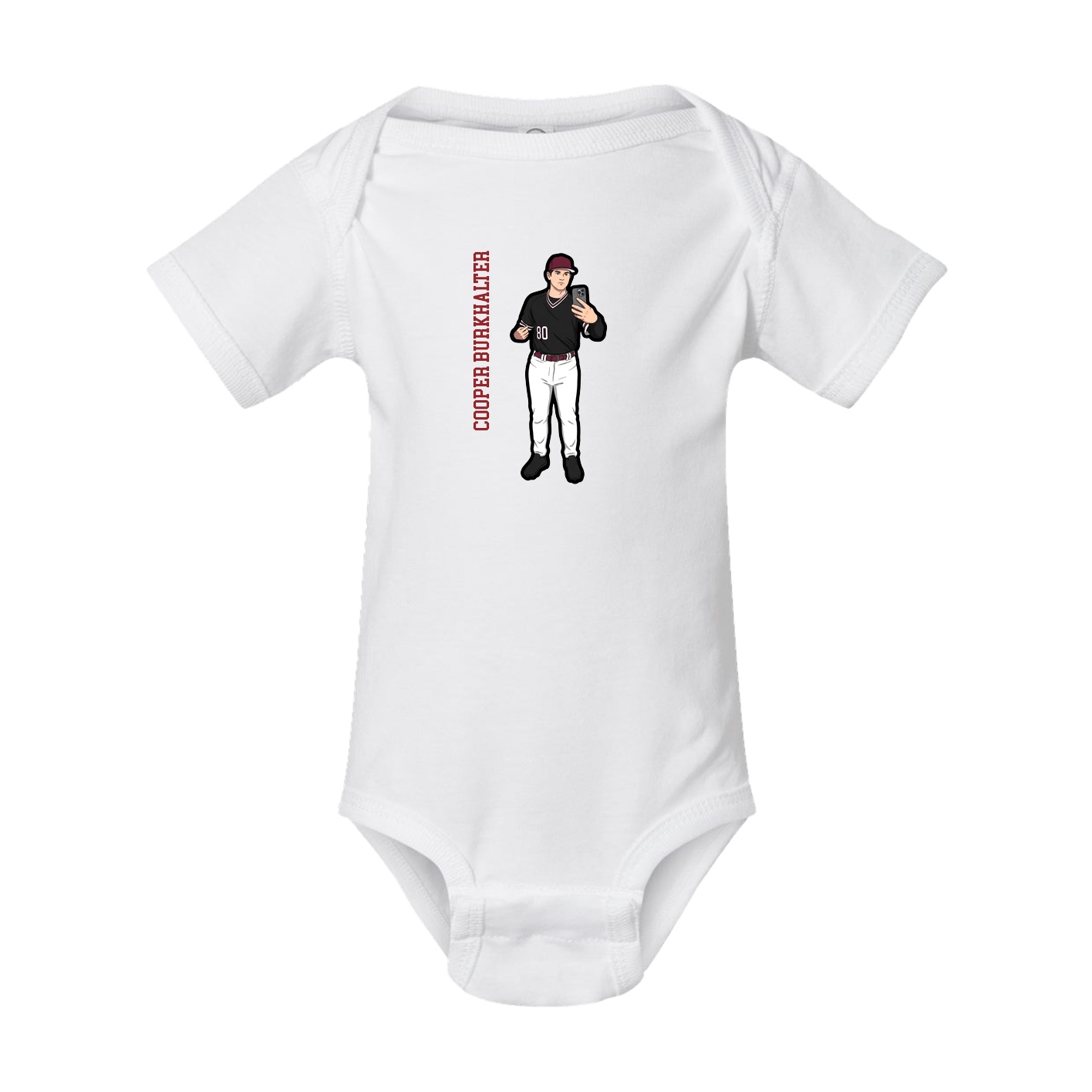 Baby Onesie — Name Vertical in White