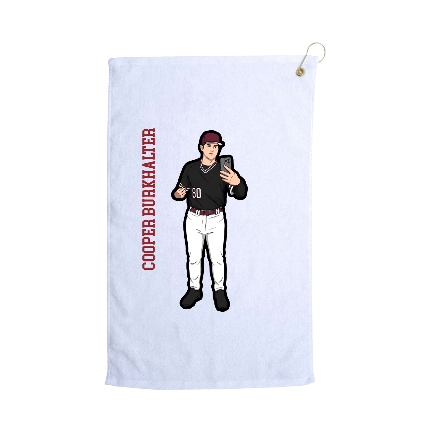 Golf Towel — Name Vertical in White