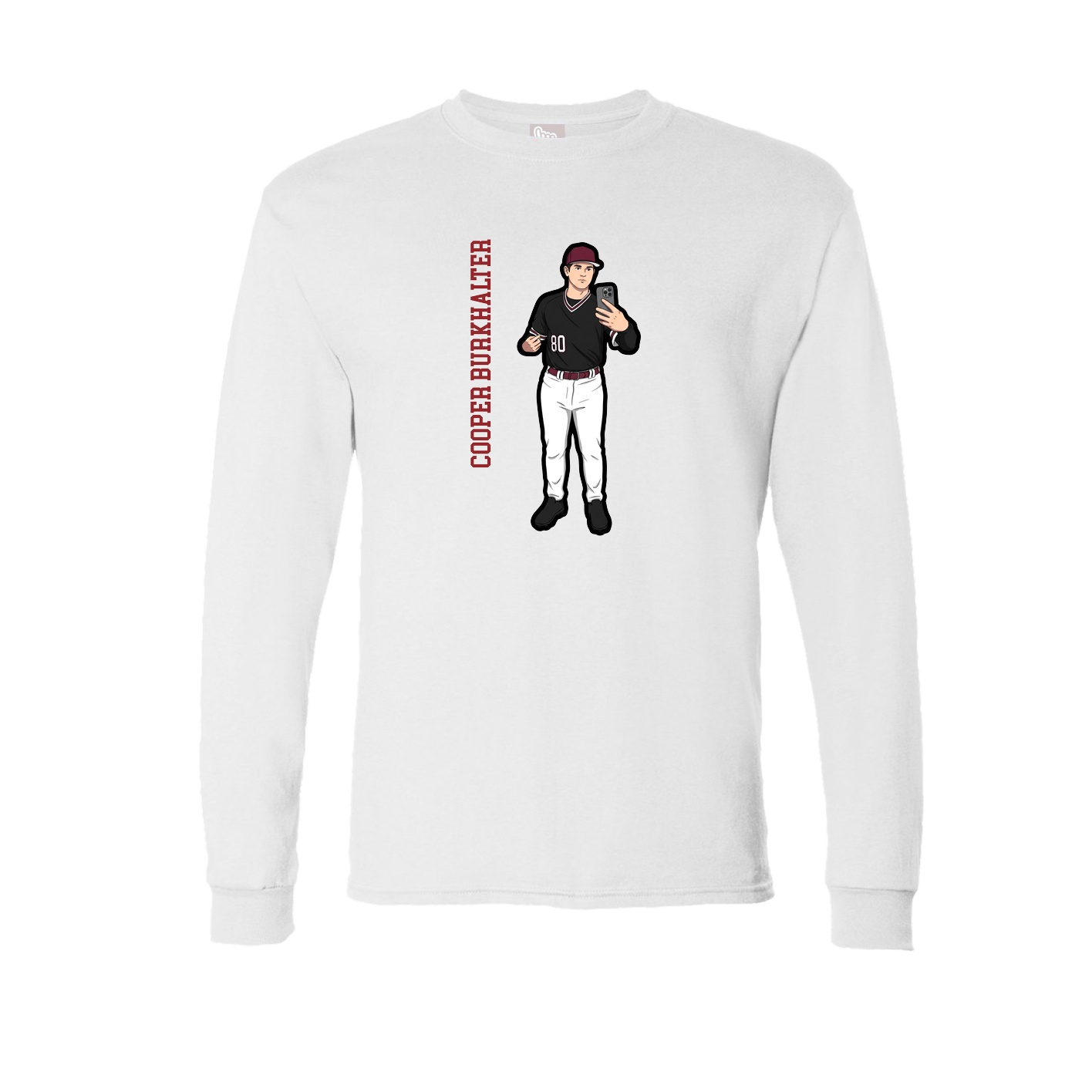 Long Sleeve Tee — Name Vertical in White