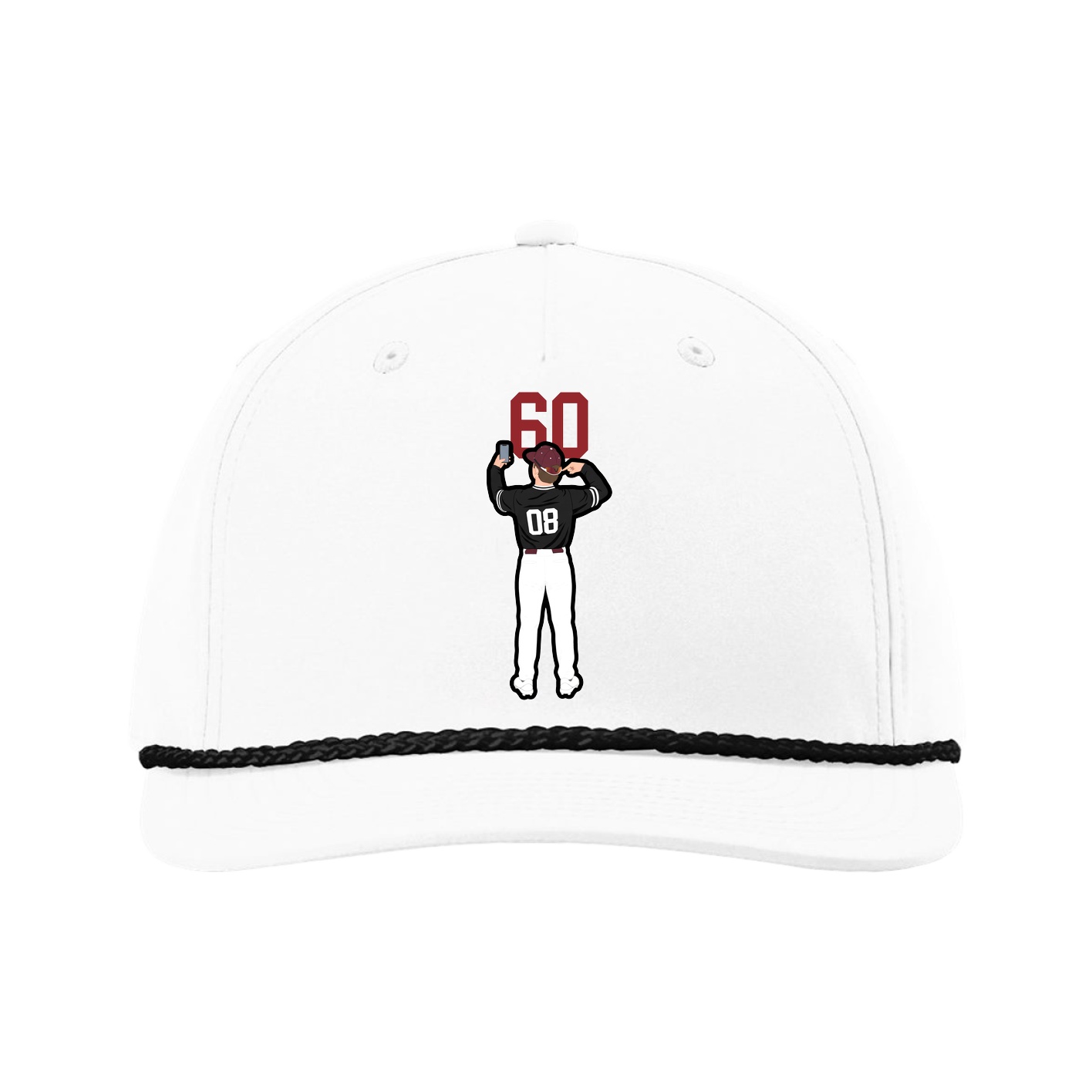 Five-Panel Classic Rope Cap — Number Top in White