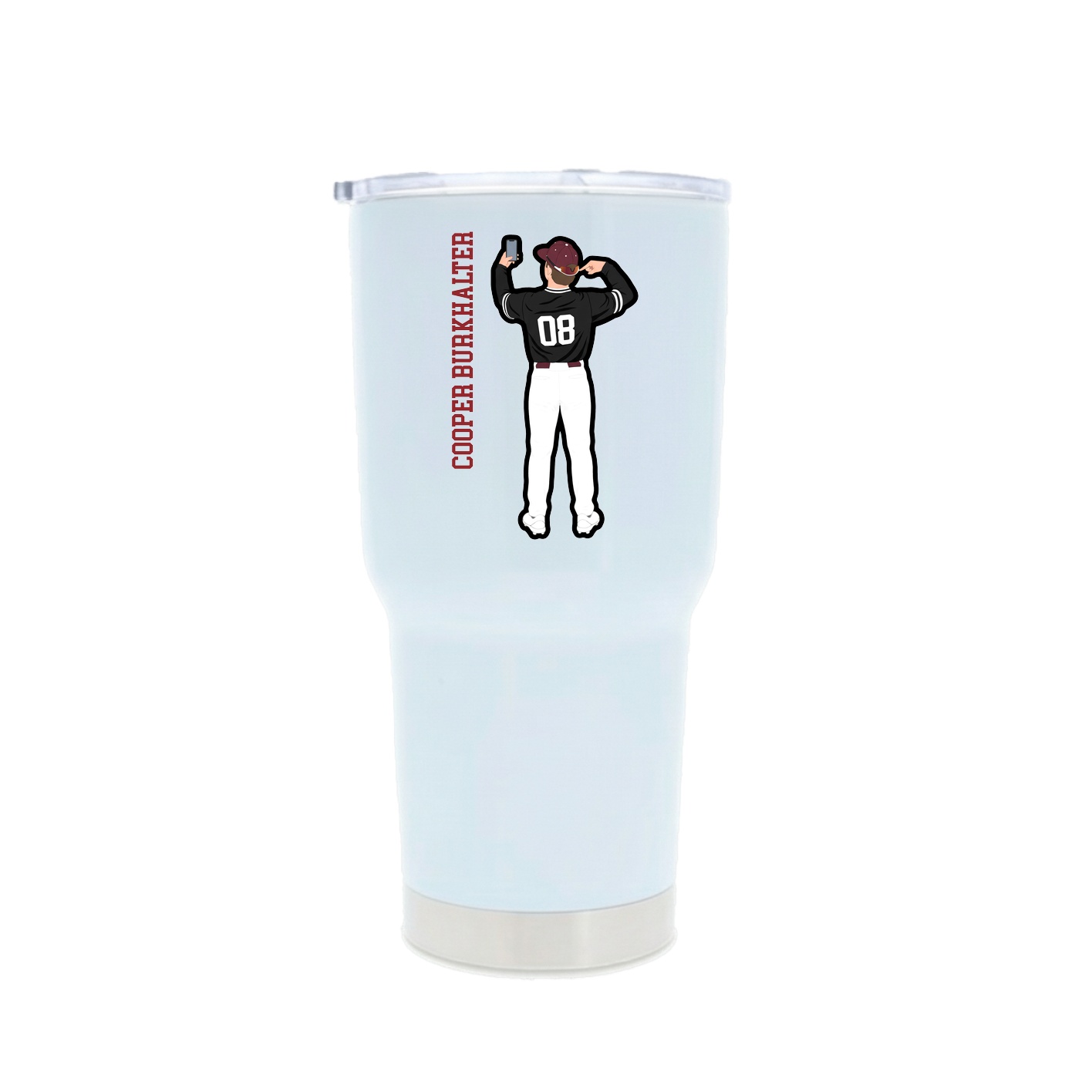 30oz Stainless Steel Tumbler — Name Vertical in White