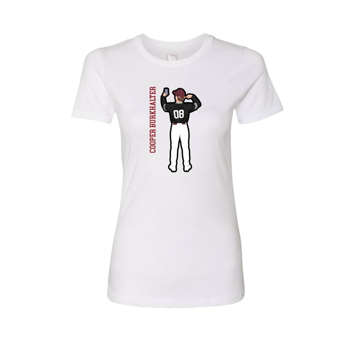 Fitted Women's Tee — Name Vertical in White